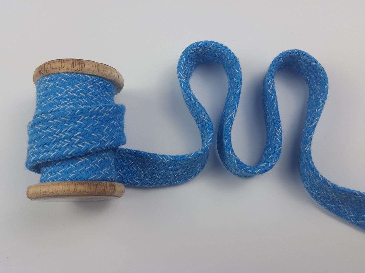 20mm Baumwollkordel flach-geflochten, aqua meliert