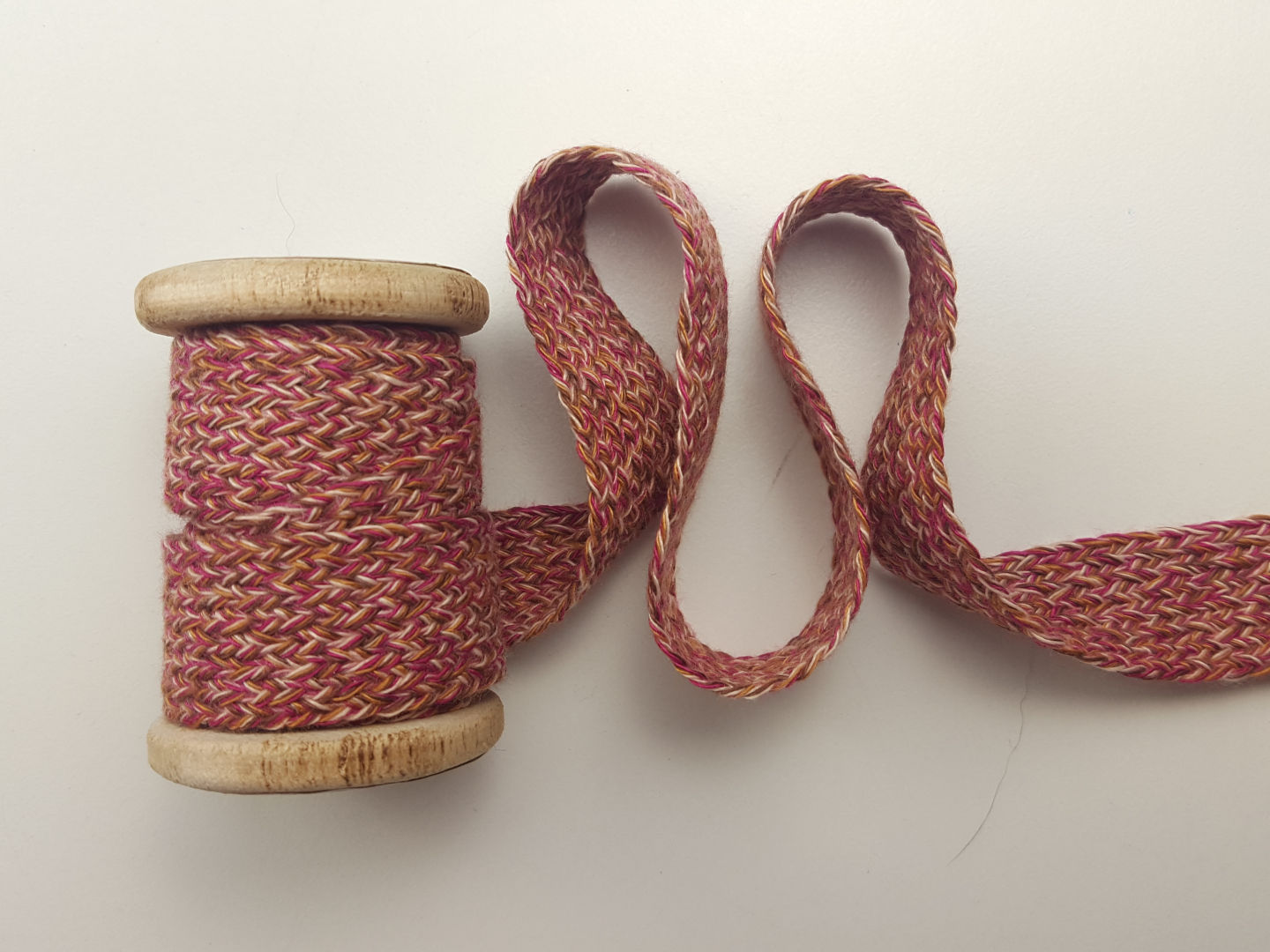20mm Baumwollkordel flach-geflochten, fuchsia/schokolade