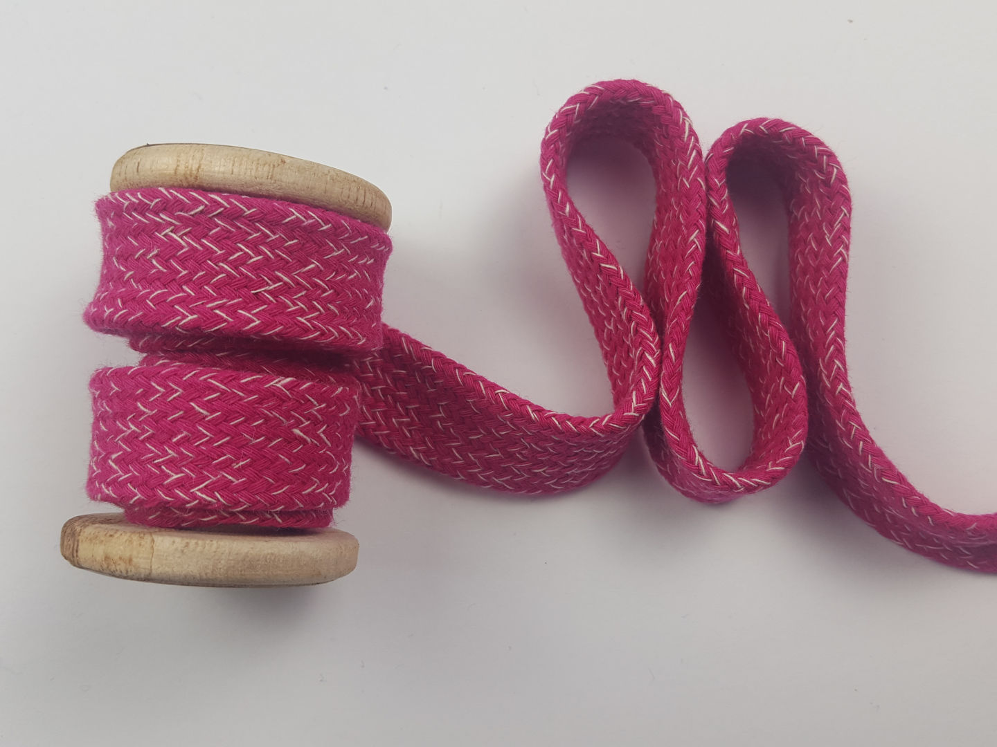 20mm Baumwollkordel flach-geflochten, fuchsia meliert