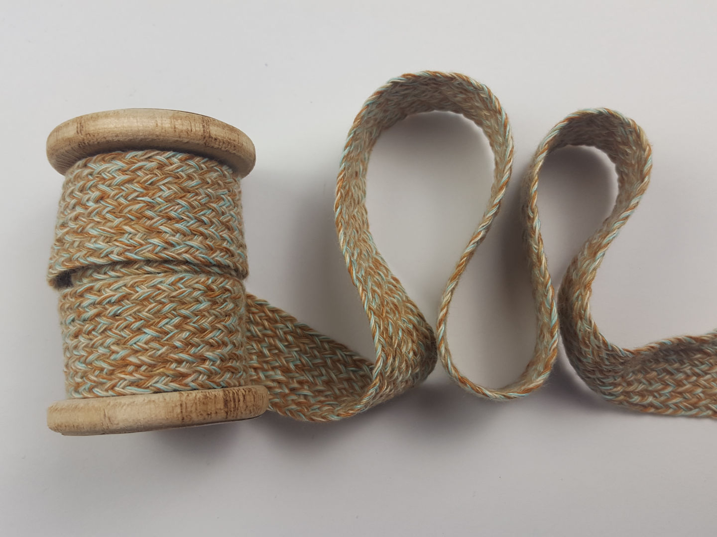 20mm Baumwollkordel flach-geflochten, mint/sand