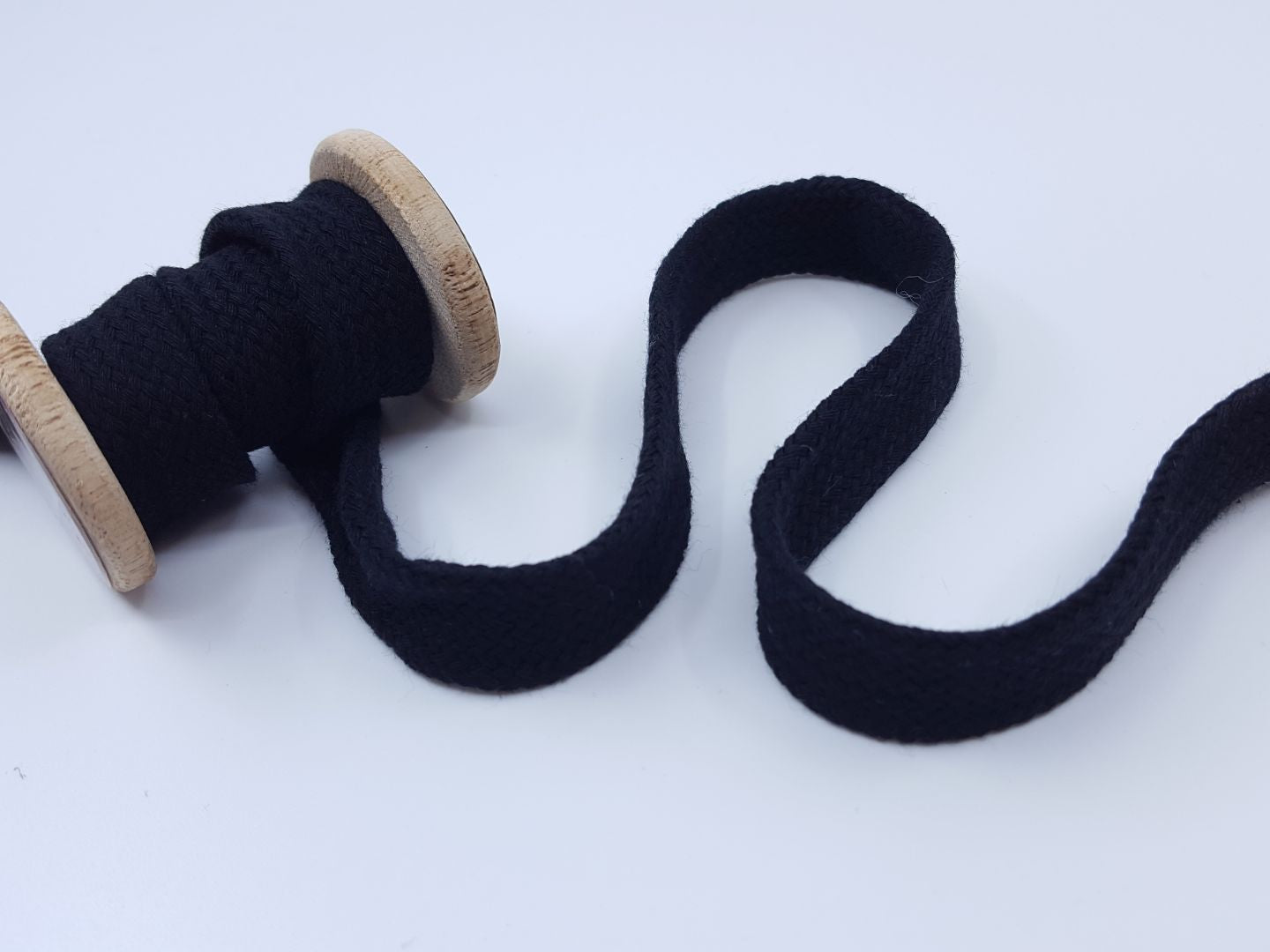 20mm Baumwollkordel flach-geflochten, schwarz