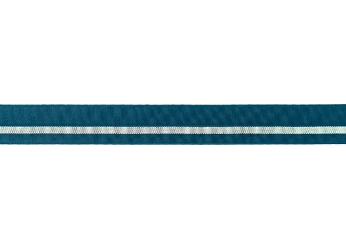 elastisches Einfassband Lurex Streifen petrol