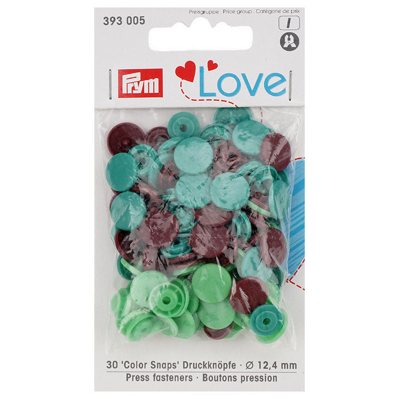 Prym Love Druckknöpfe grün, hellgrün, braun