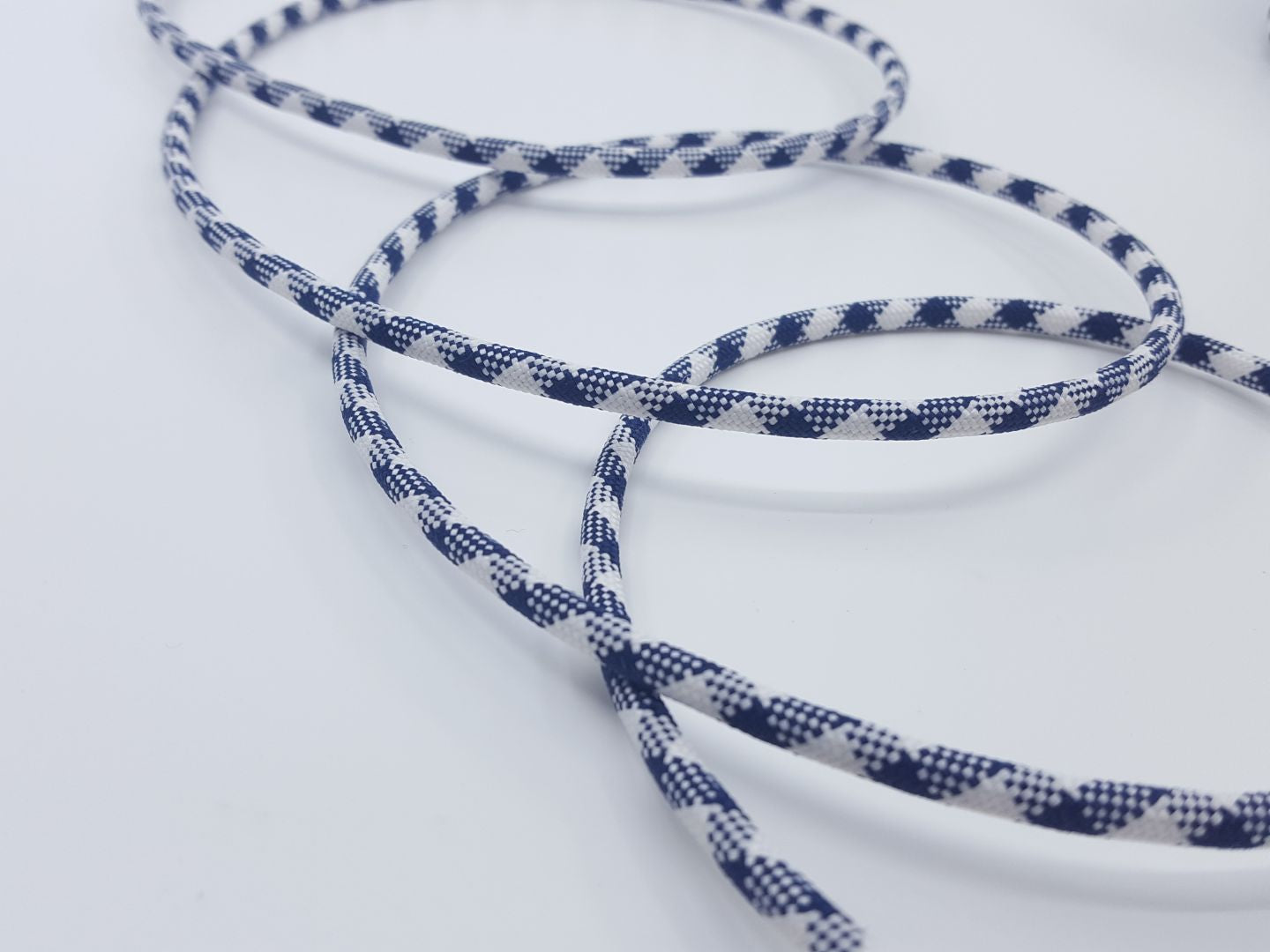 5mm Baumwollkordel rund-geflochten, marine/weiss