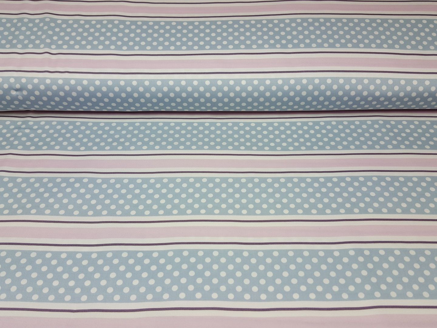 60`s Dots hellblau/rosa/weiss/aubergine