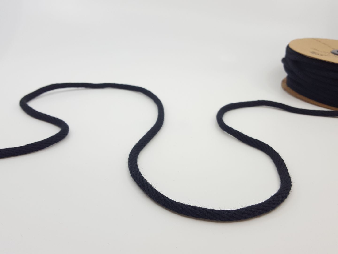 6mm Baumwollkordel rund-geflochten, schwarz