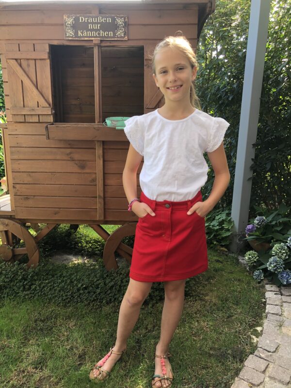 Papierschnittmuster Jeansrock Kinder von Fadenkäfer