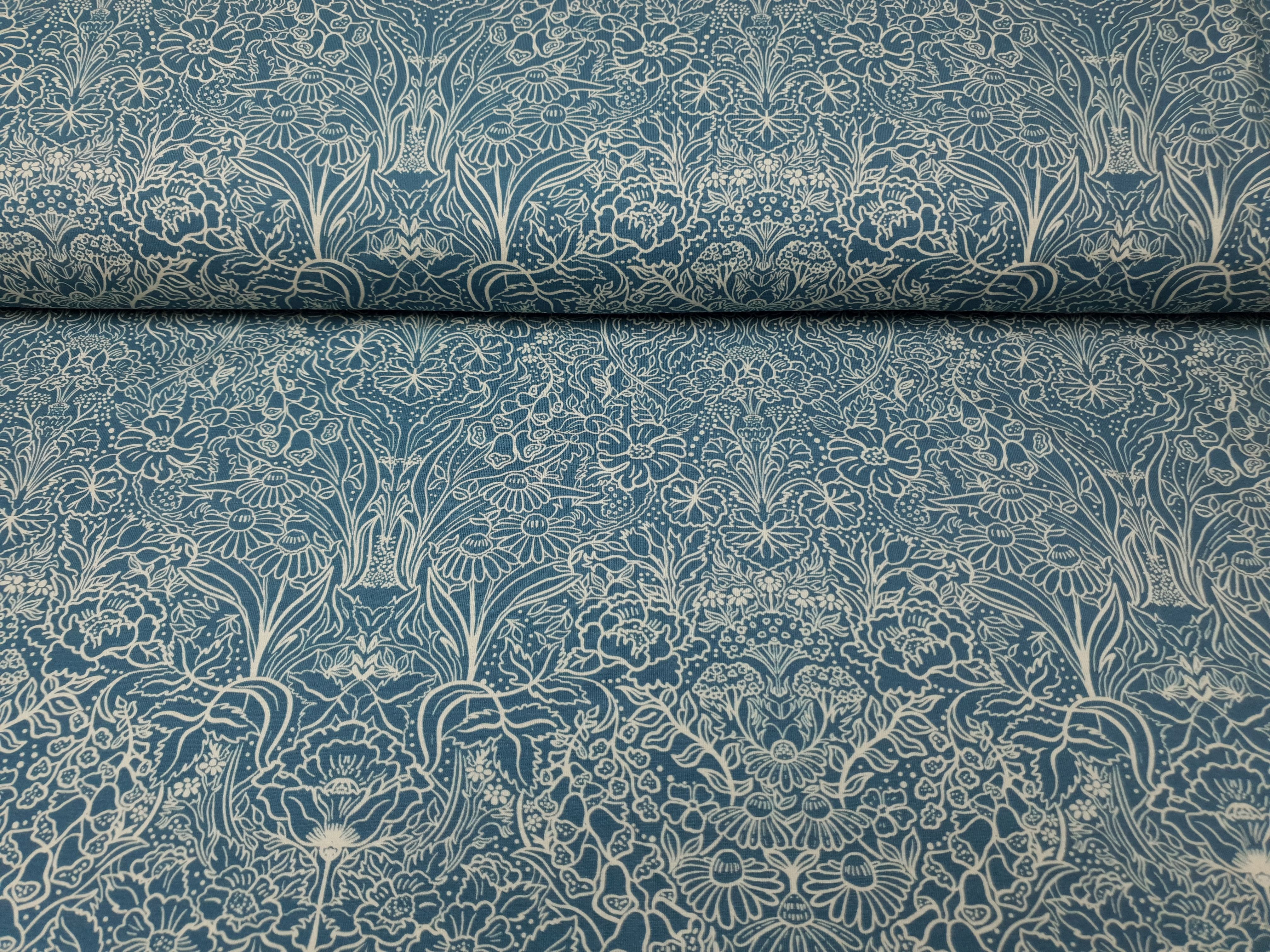 Autumn Damask by Bienvenido Colorido stahlblau/sand