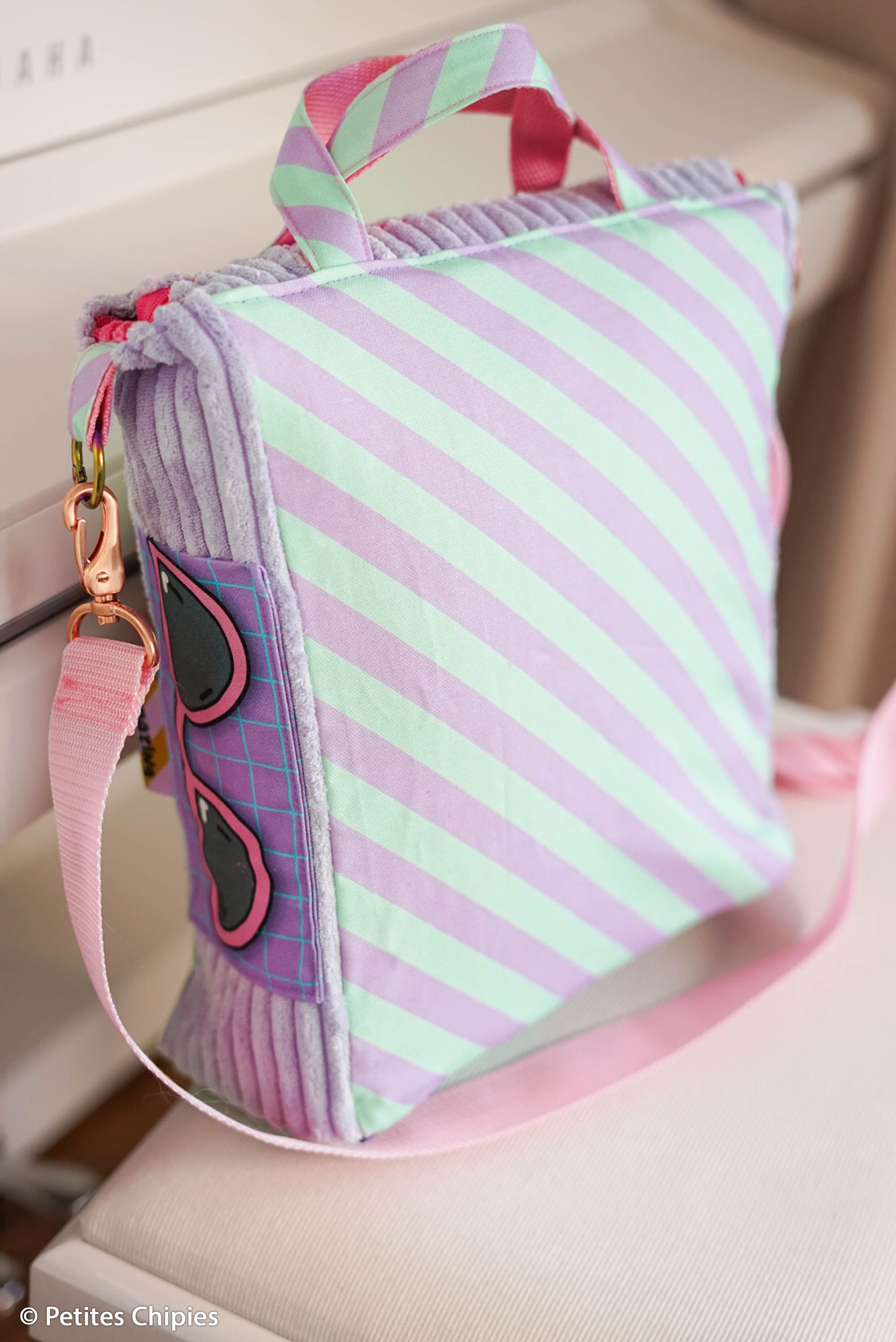 Cherry Picking Bag Panel dunkelblau/braun/mint/lila
