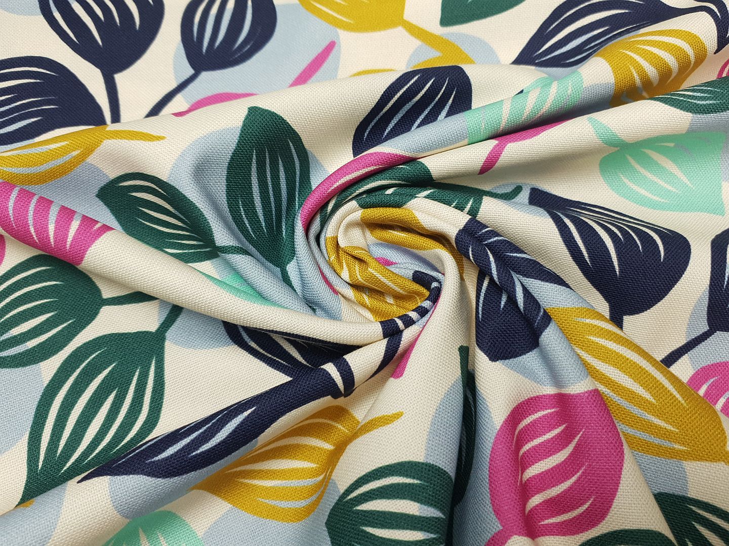 Dots & Leaves by Emjo Design ecru/hellblau/pink/mint