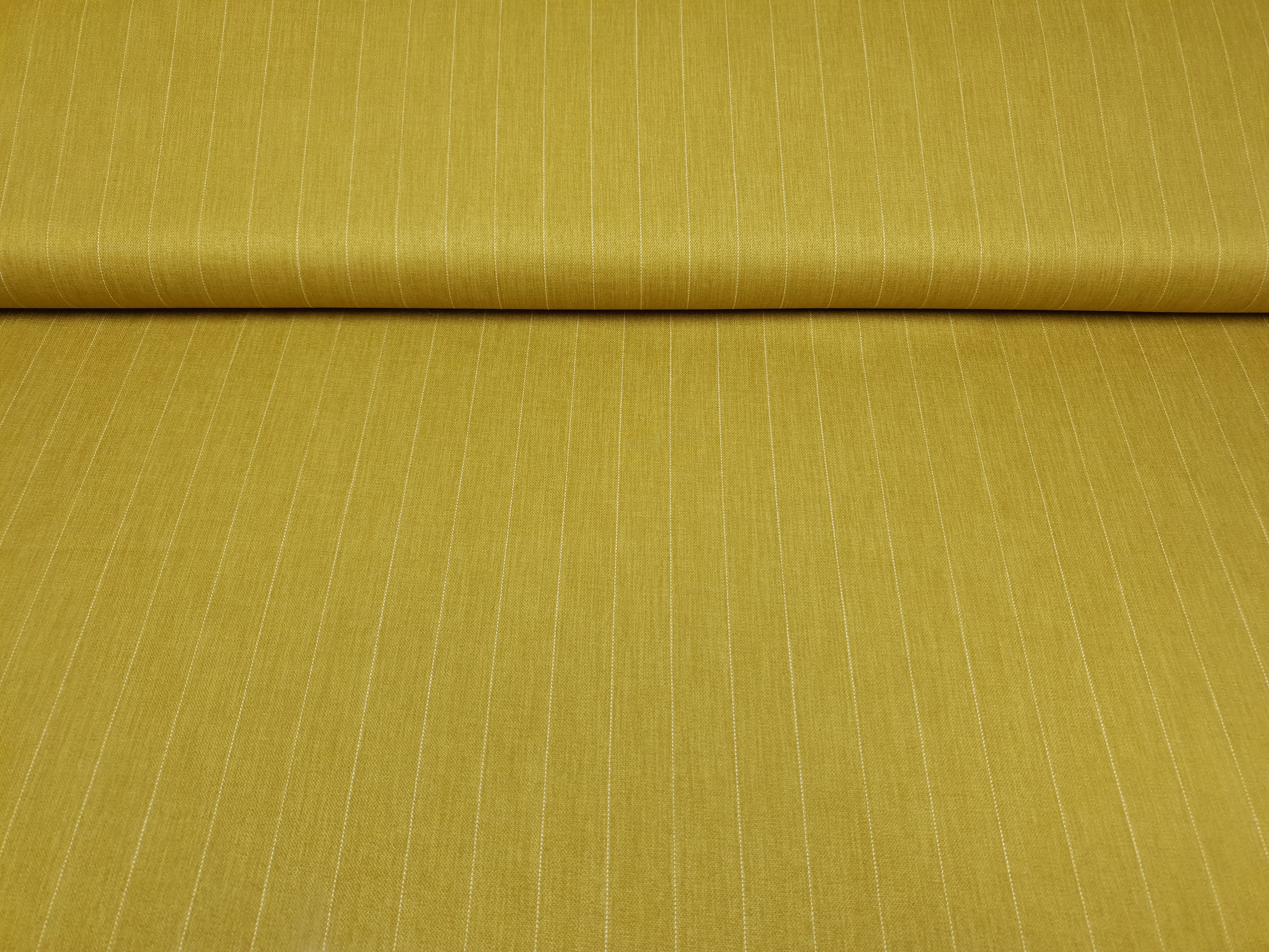 Elast. Hosenstoff Nadelstreifen senf/offwhite