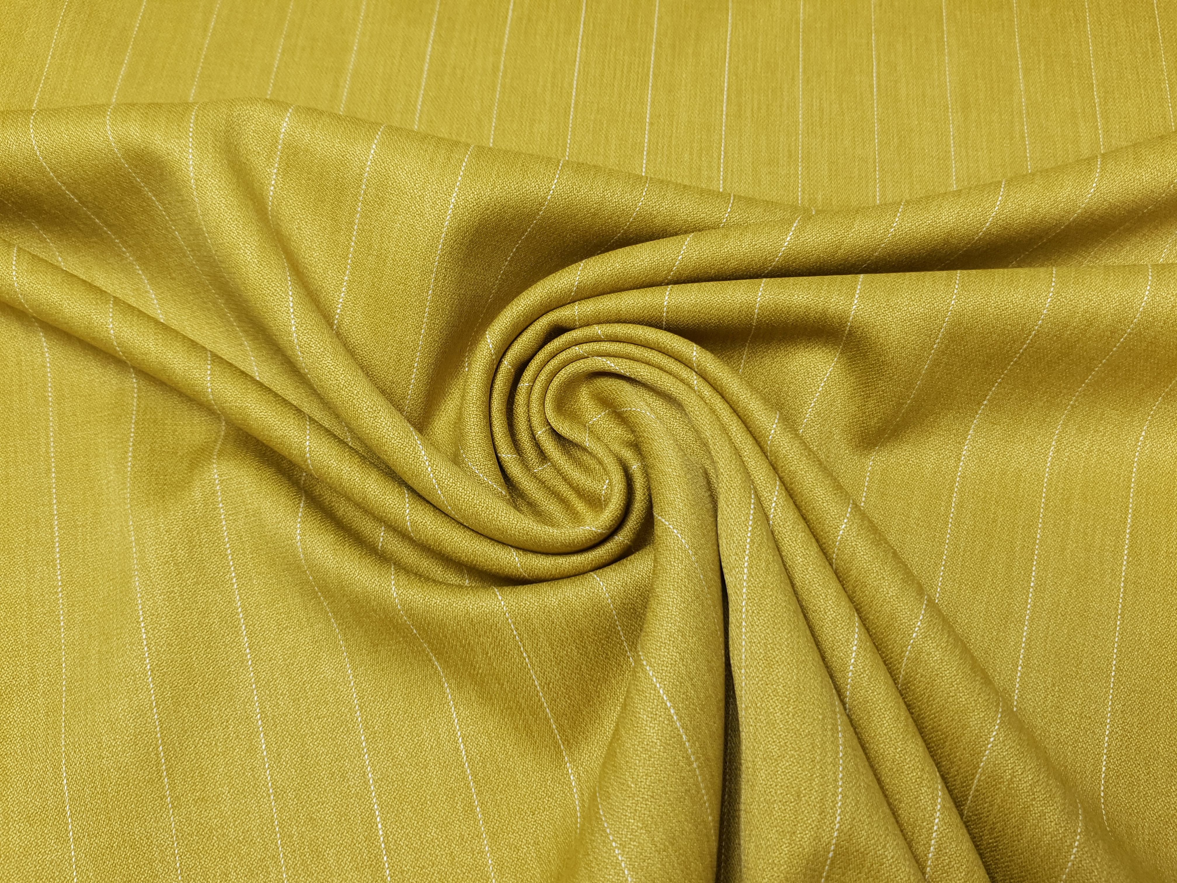 Elast. Hosenstoff Nadelstreifen senf/offwhite