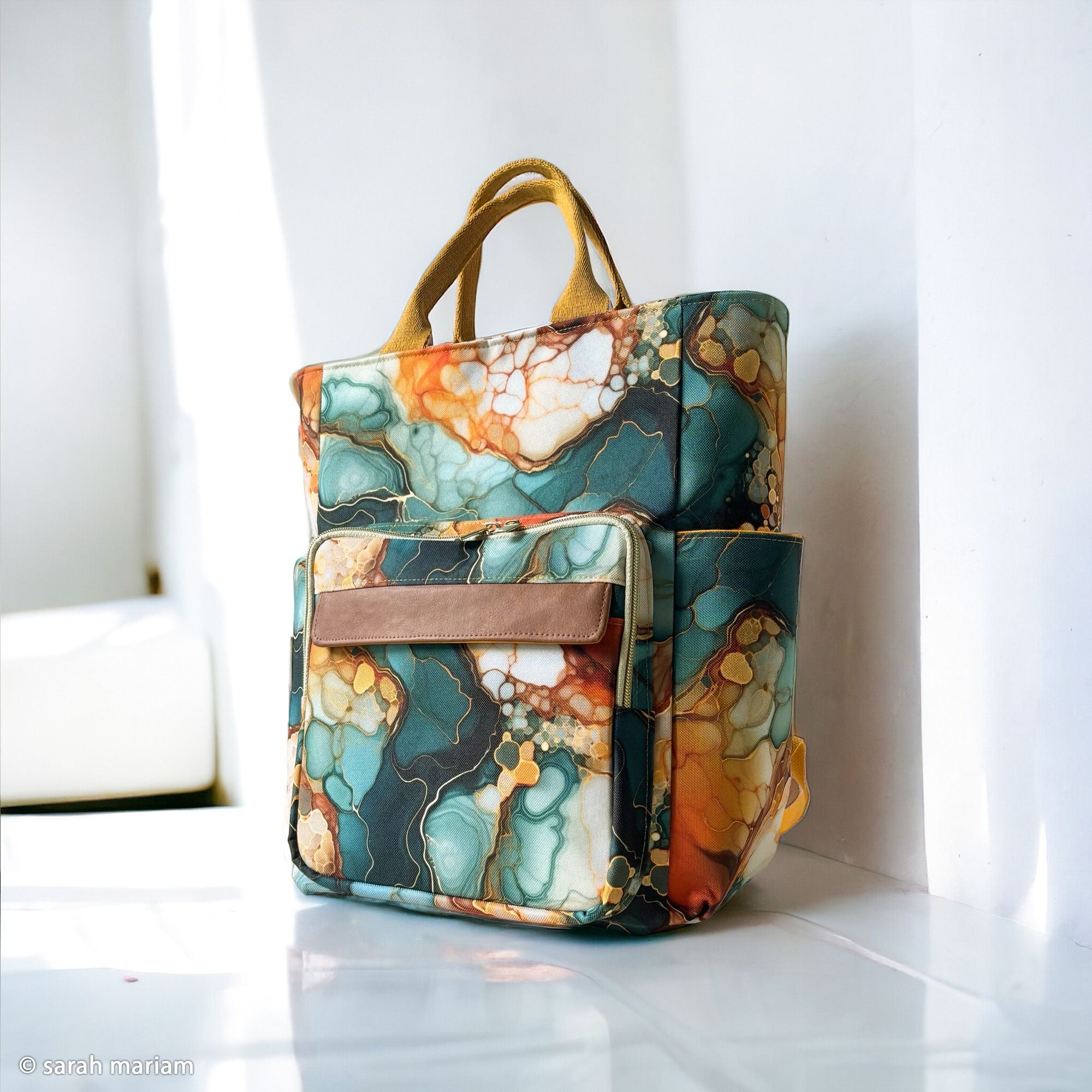 Flowing Bloom by Sarah Mariam petrol/rost/gold/offwhite