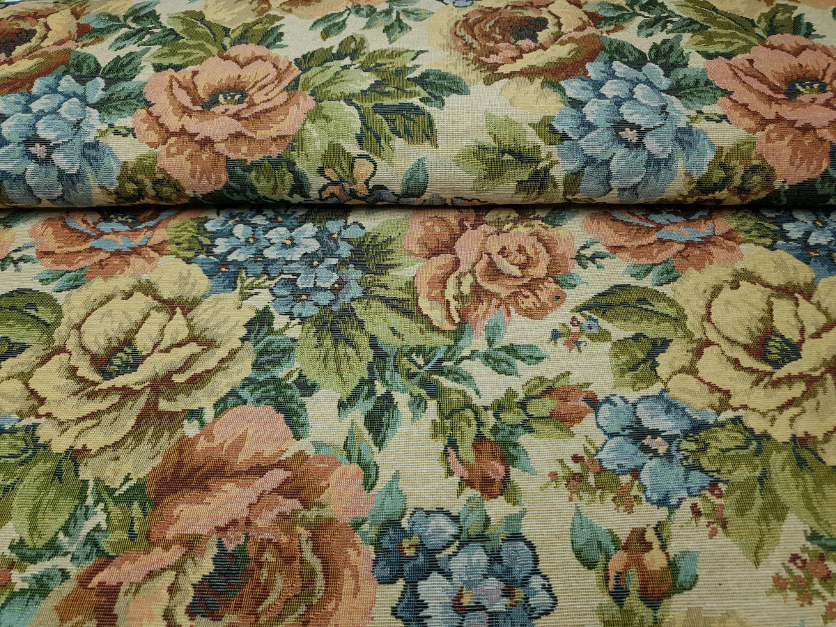 Gobelin Flowers beige/altrosa/grün/blau