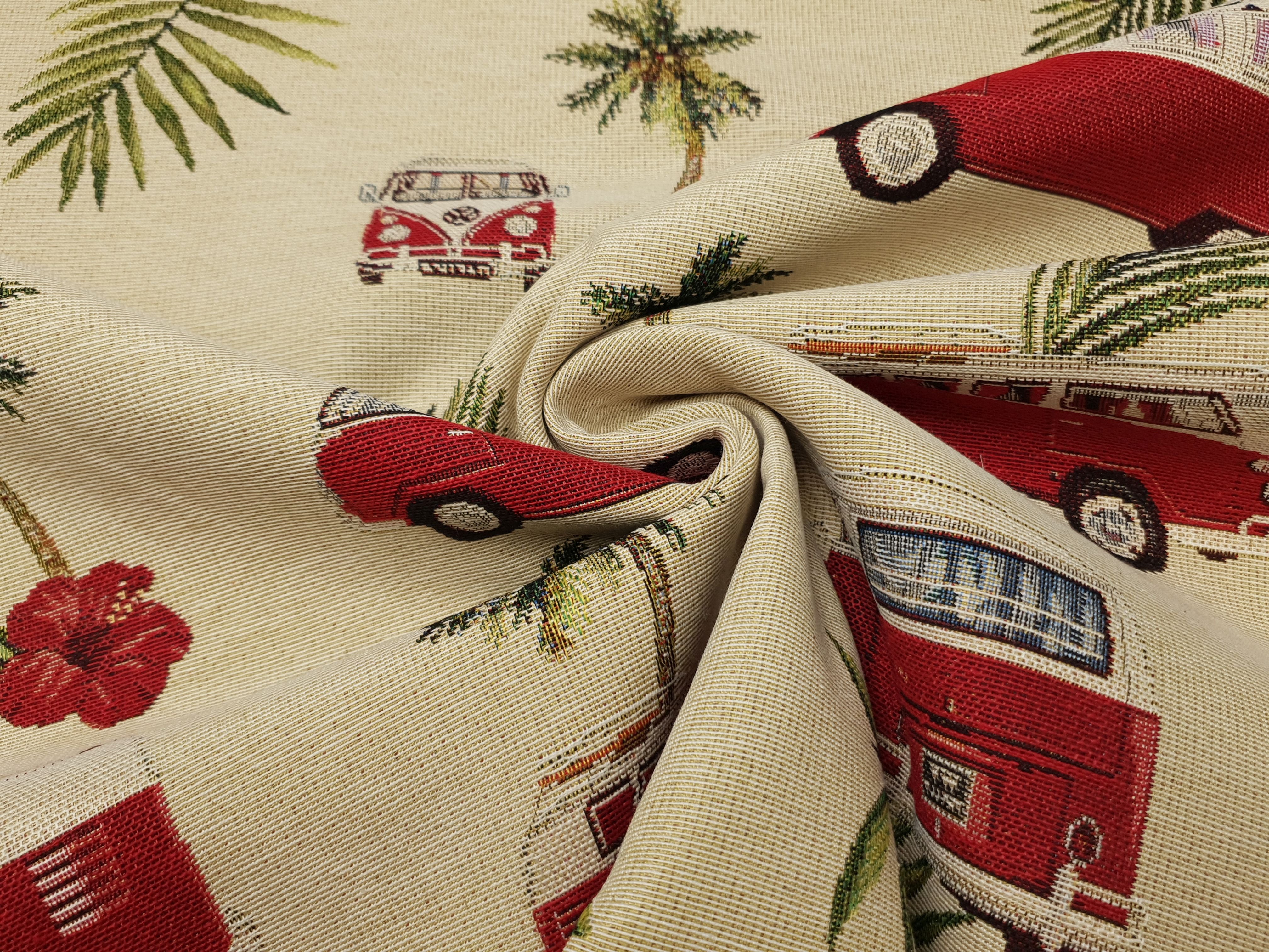 Gobelin VW Palm Hawaii beige melange/rot/grün