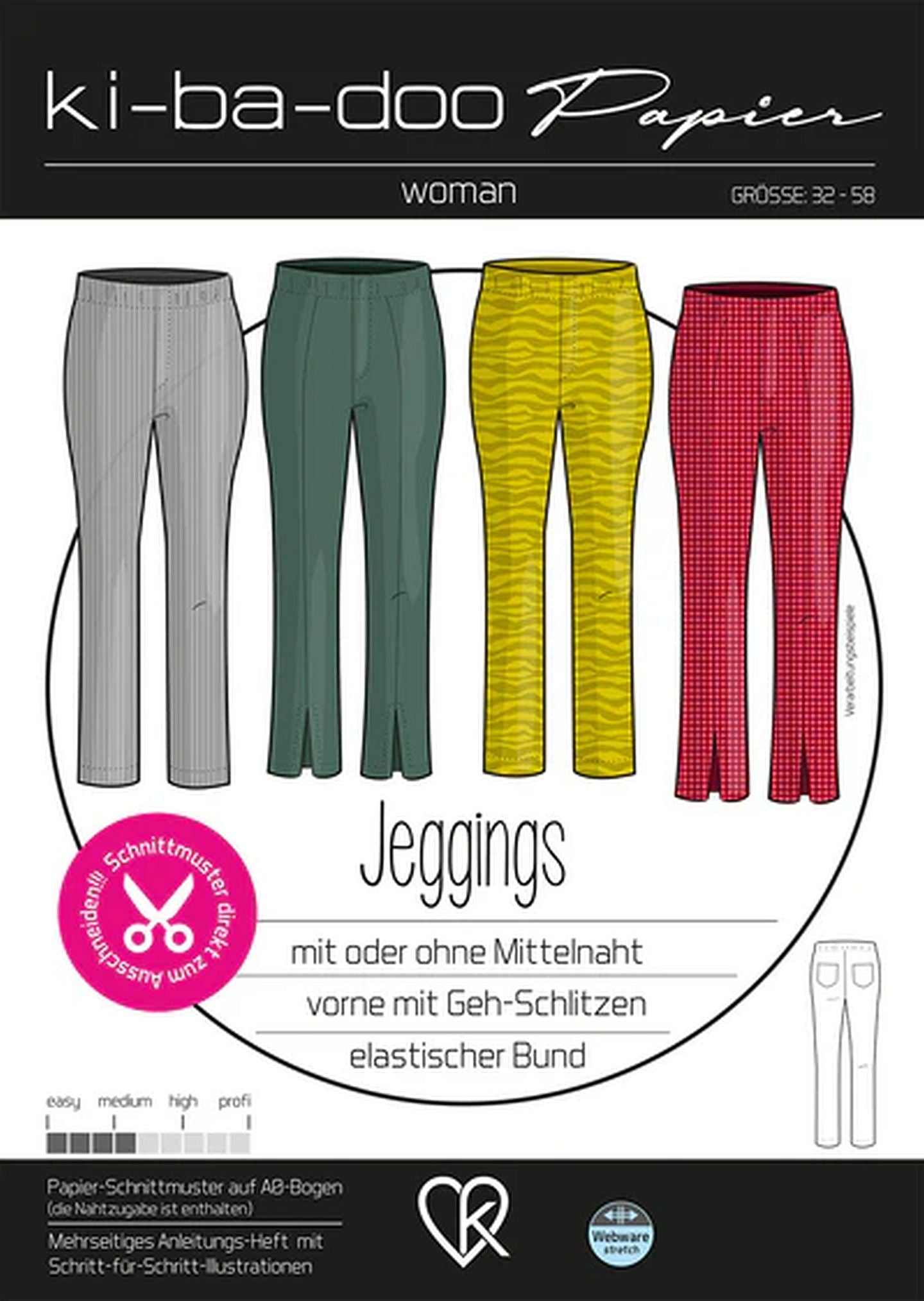 Jeggings Damen, Ki-ba-doo Papierschnittmuster