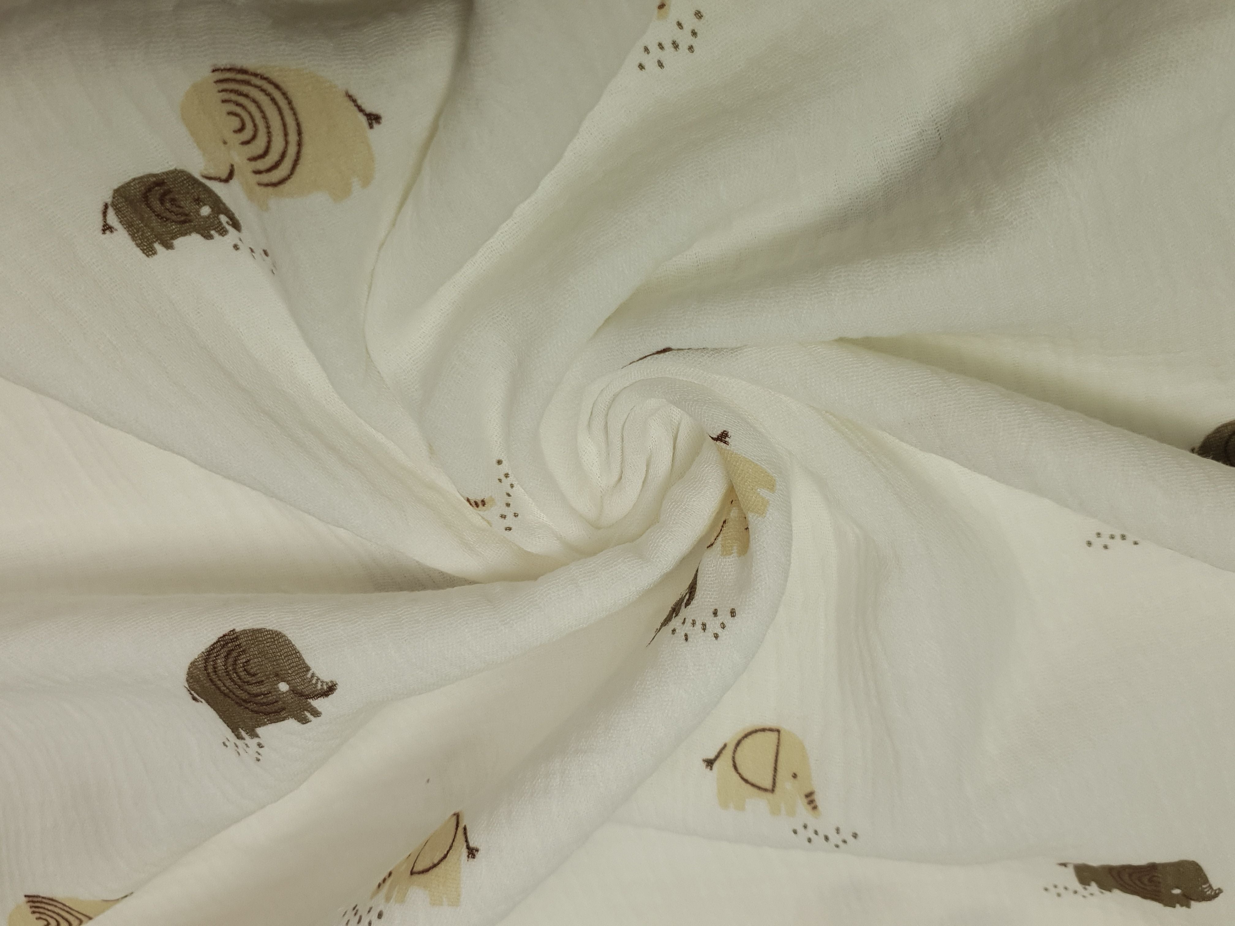 Muslin-Double Gaze Elephants offwhite/beige/braun