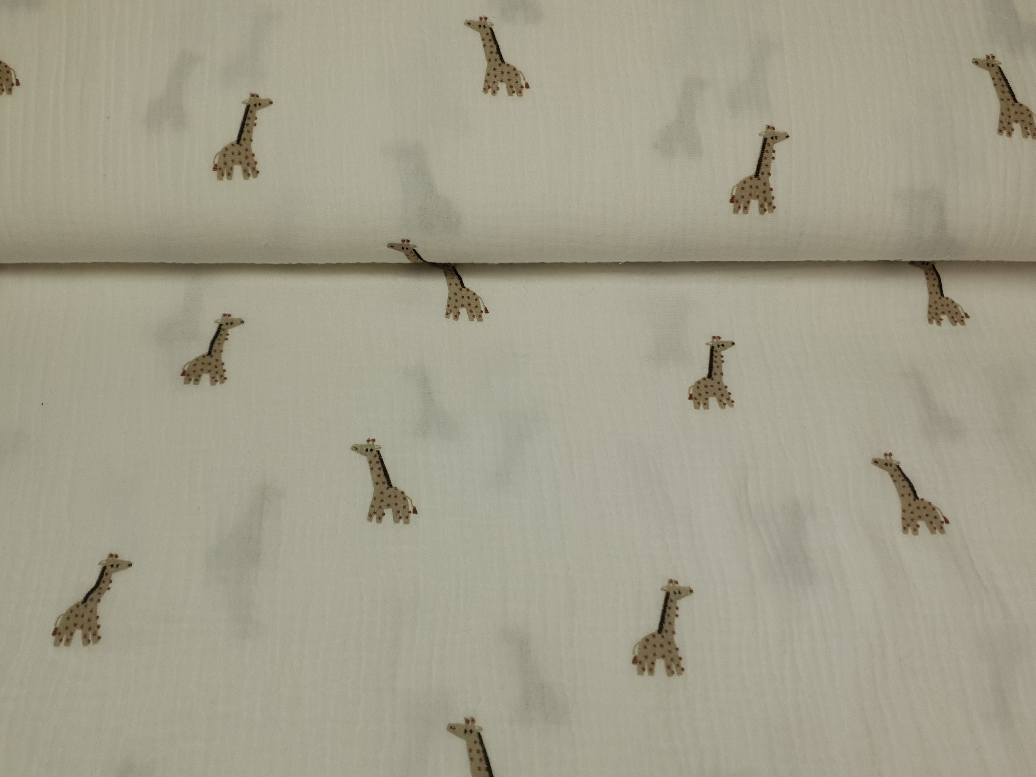 Muslin-Double Gaze Giraffe offwhite/grau/rost