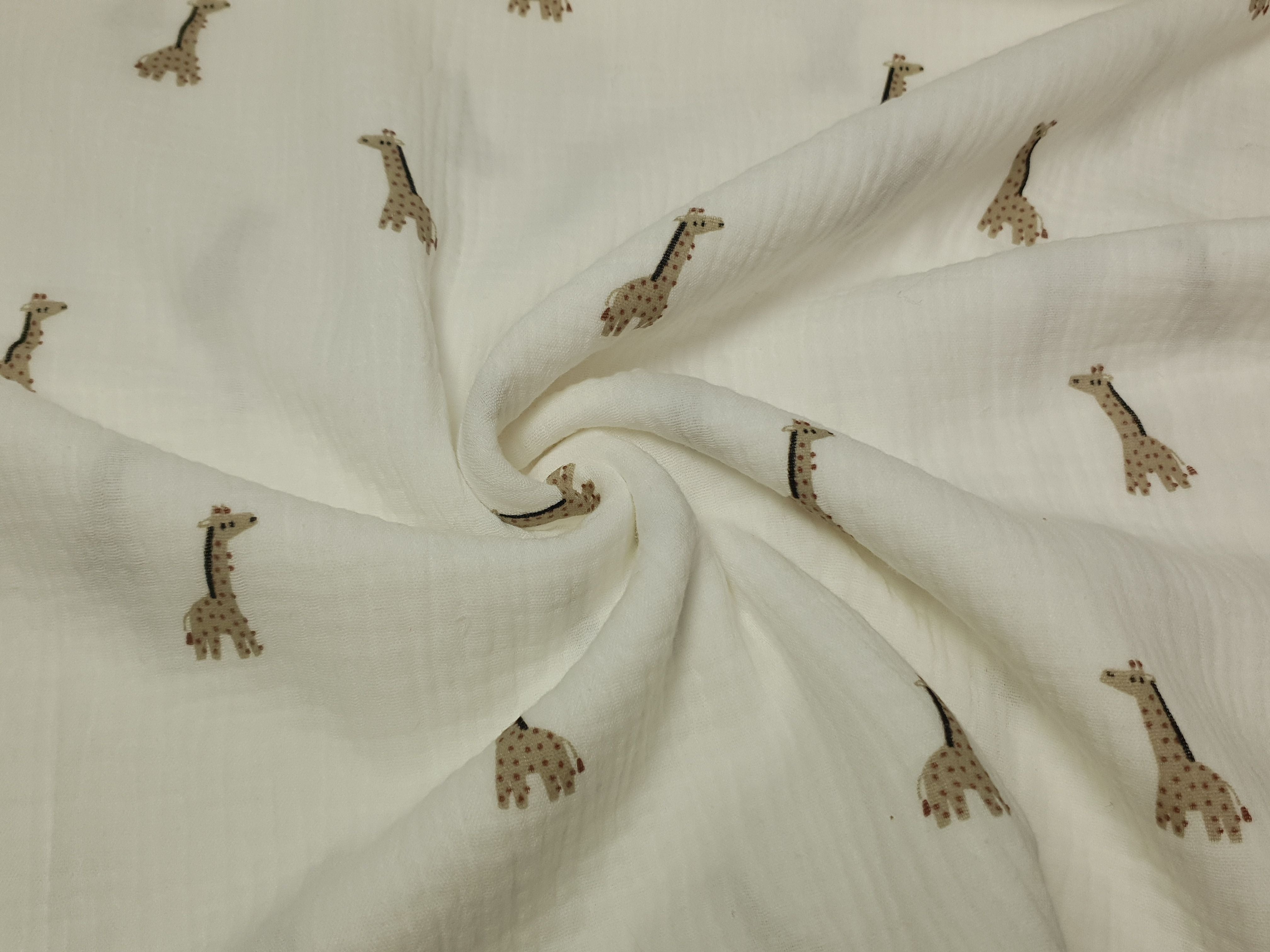 Muslin-Double Gaze Giraffe offwhite/grau/rost