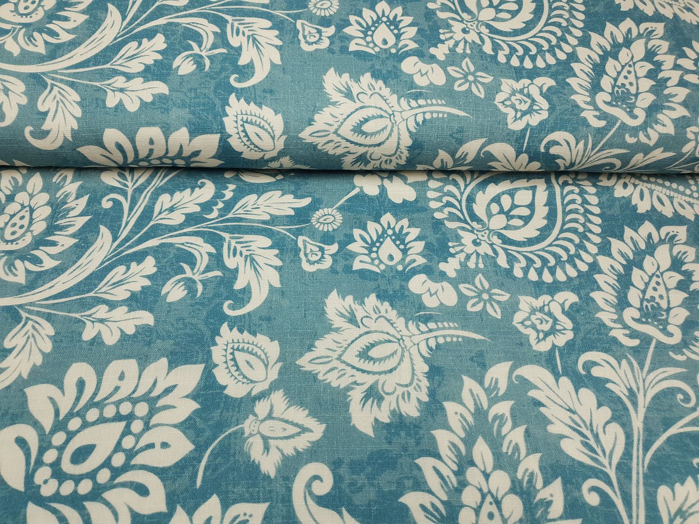 Muslin-Double Gaze Haren rauchblau/ecru