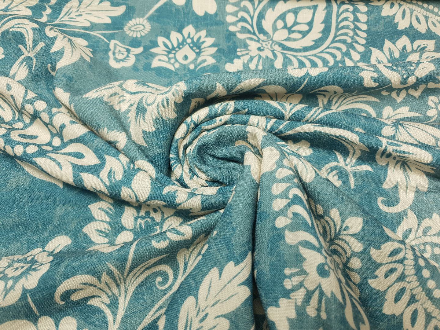 Muslin-Double Gaze Haren rauchblau/ecru