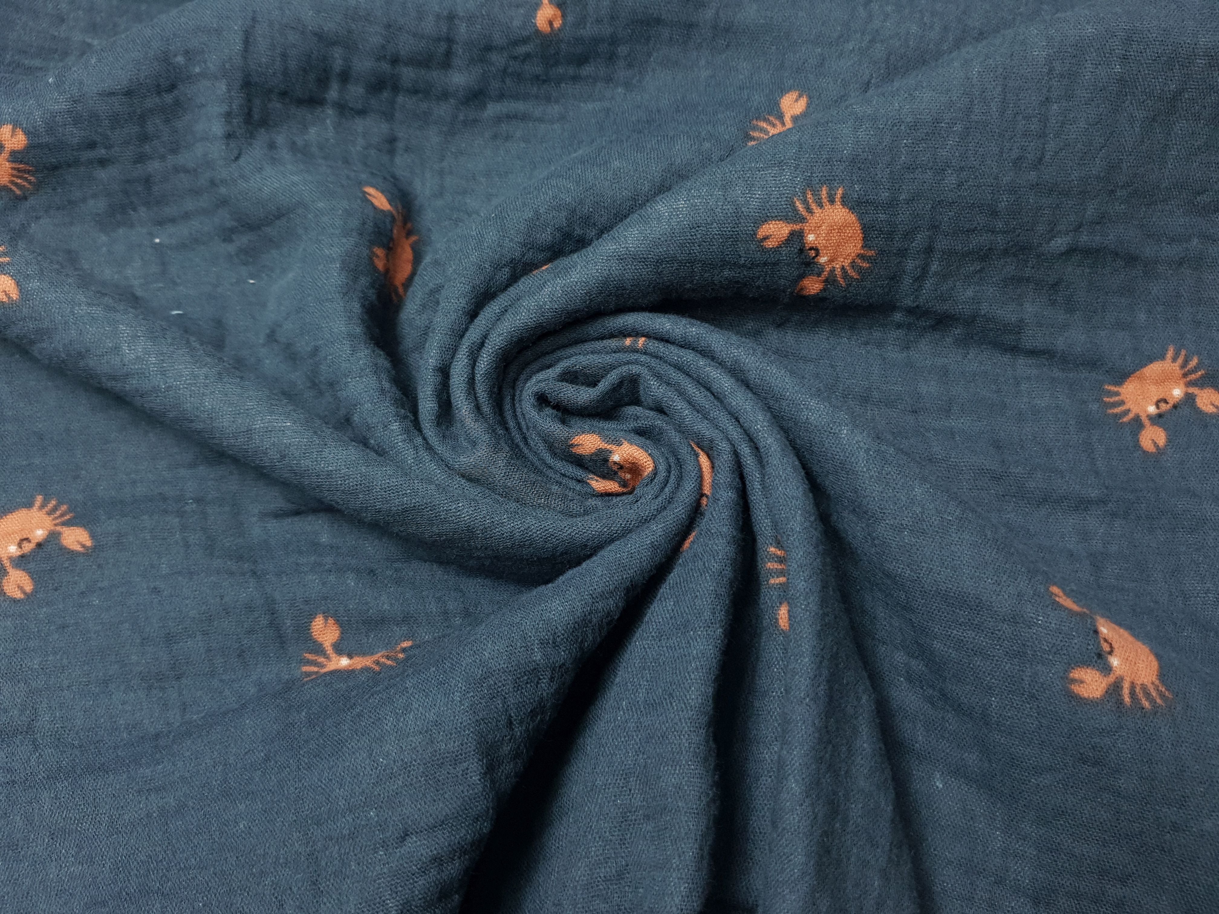 Muslin-Double Gaze Ocean Friends denim/rost