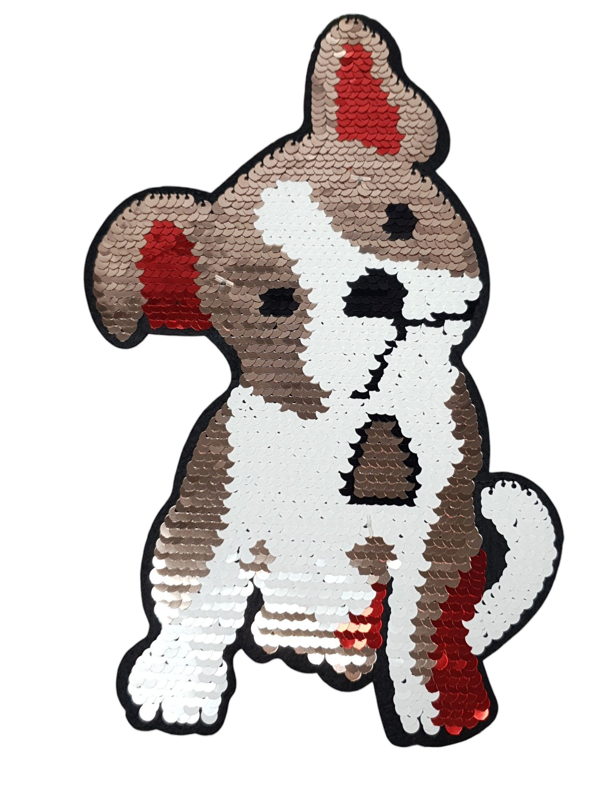 Pailletten-Applikation XL Hund rosa/weiss/rosegold