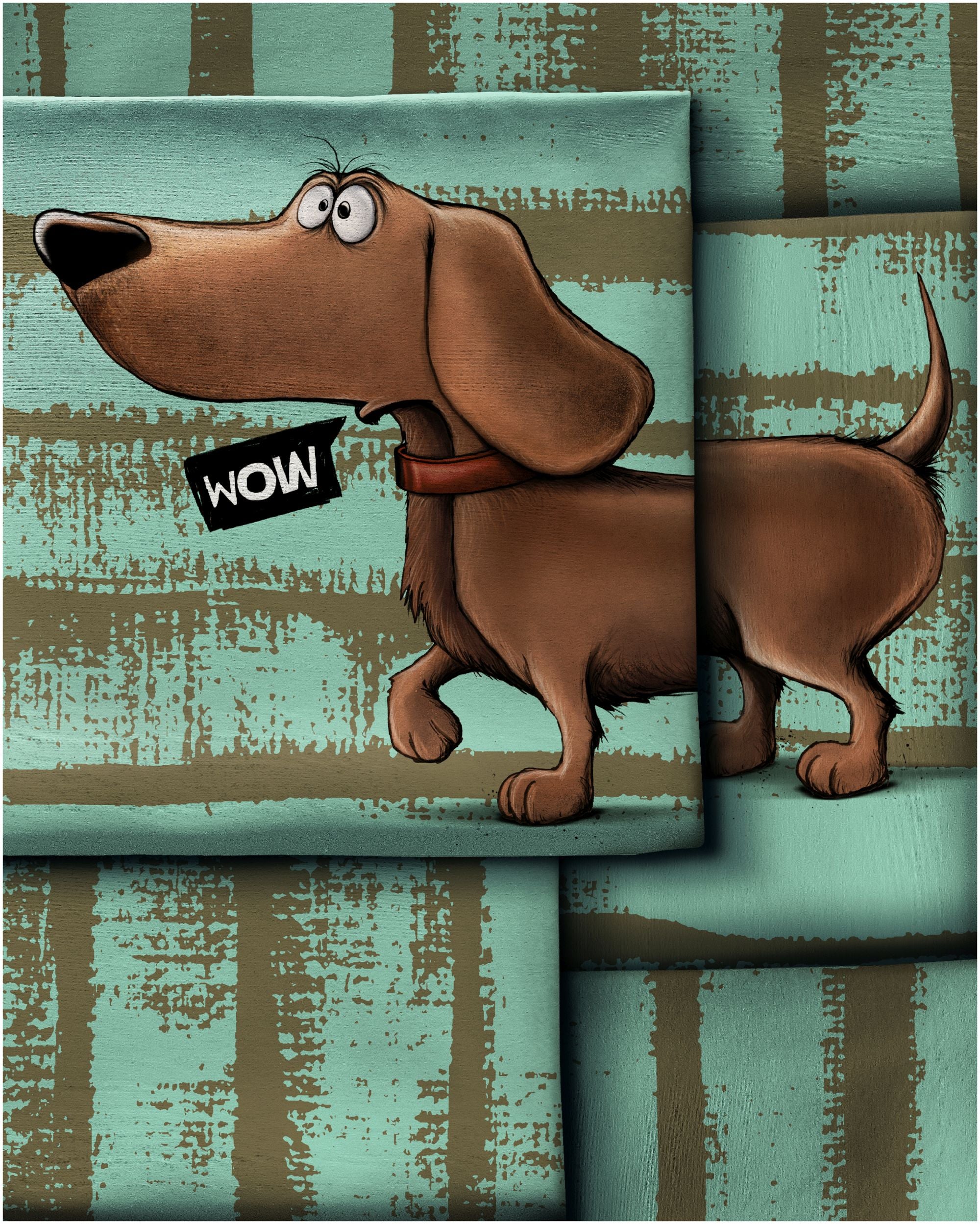 Panel Dachshund Berny by Thorsten Berger mint/schlamm/braun