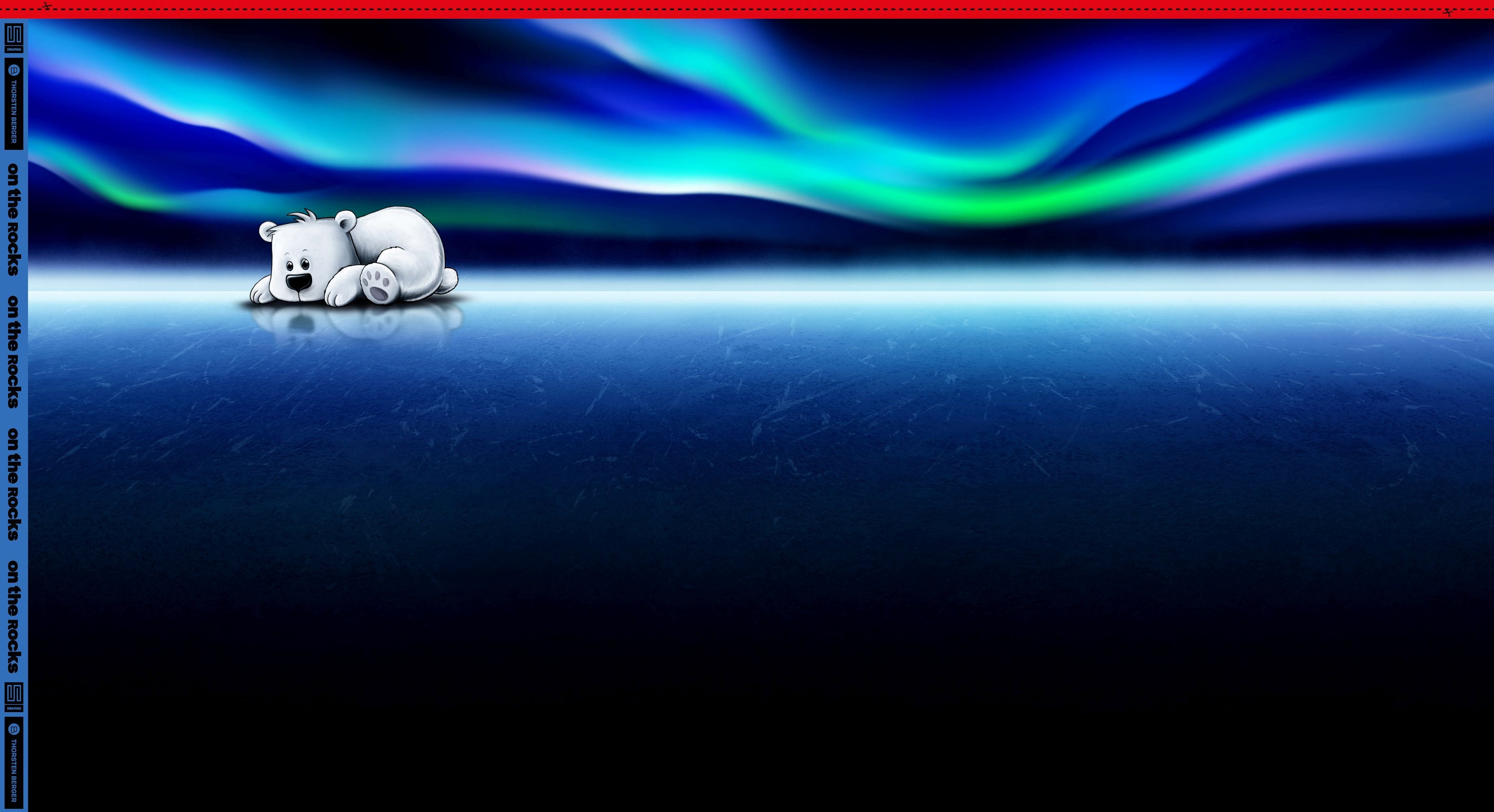 Panel On the Rocks Polarbear by Thorsten Berger dunkelblau/royalblau/aqua/offwhite