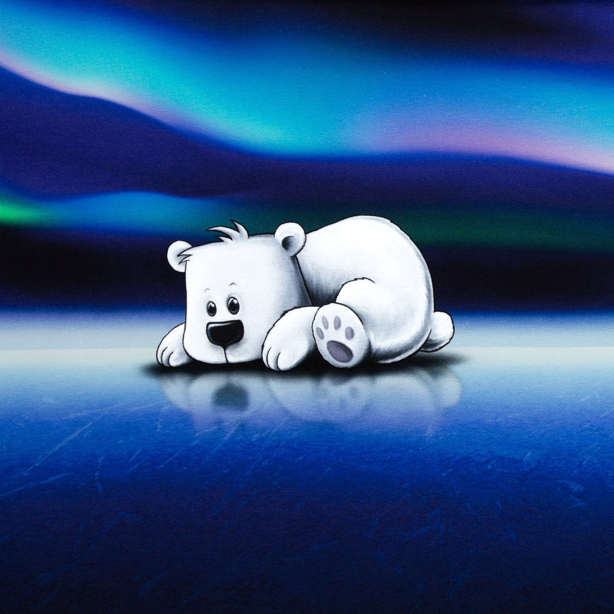 Panel On the Rocks Polarbear by Thorsten Berger dunkelblau/royalblau/aqua/offwhite