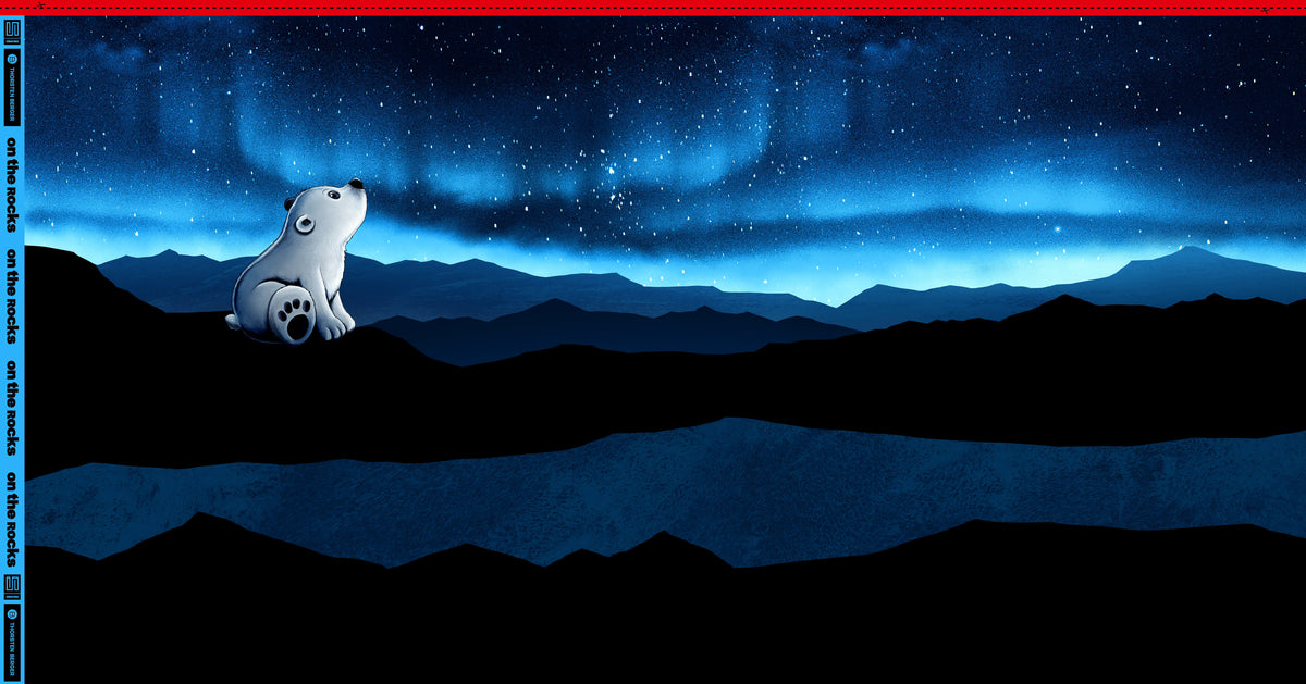 Panel On the Rocks Polarbear by Thorsten Berger schwarz/blau/aqua/offwhite