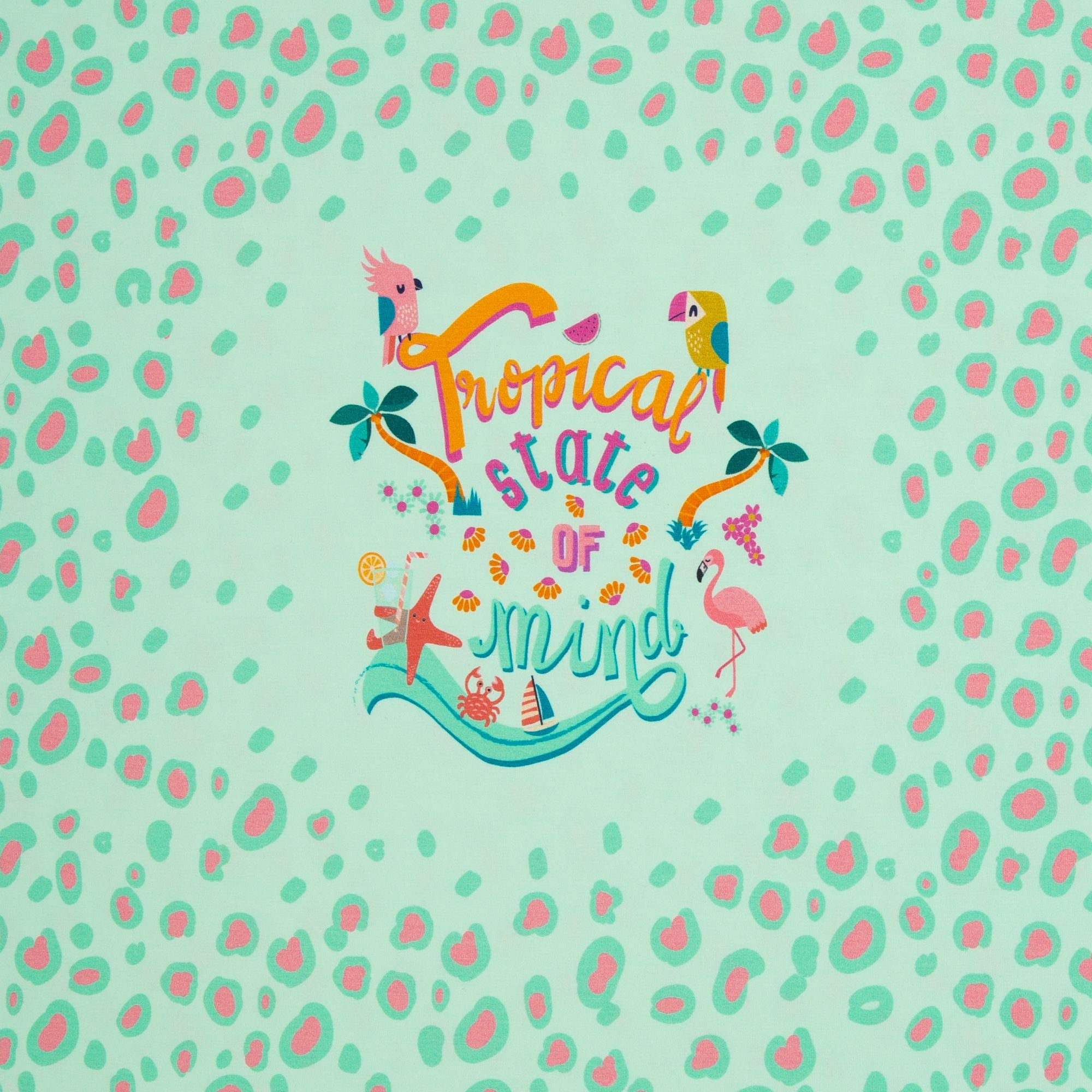Panel Parrots by Bienvenido Colorido mint/peach/orange/pink