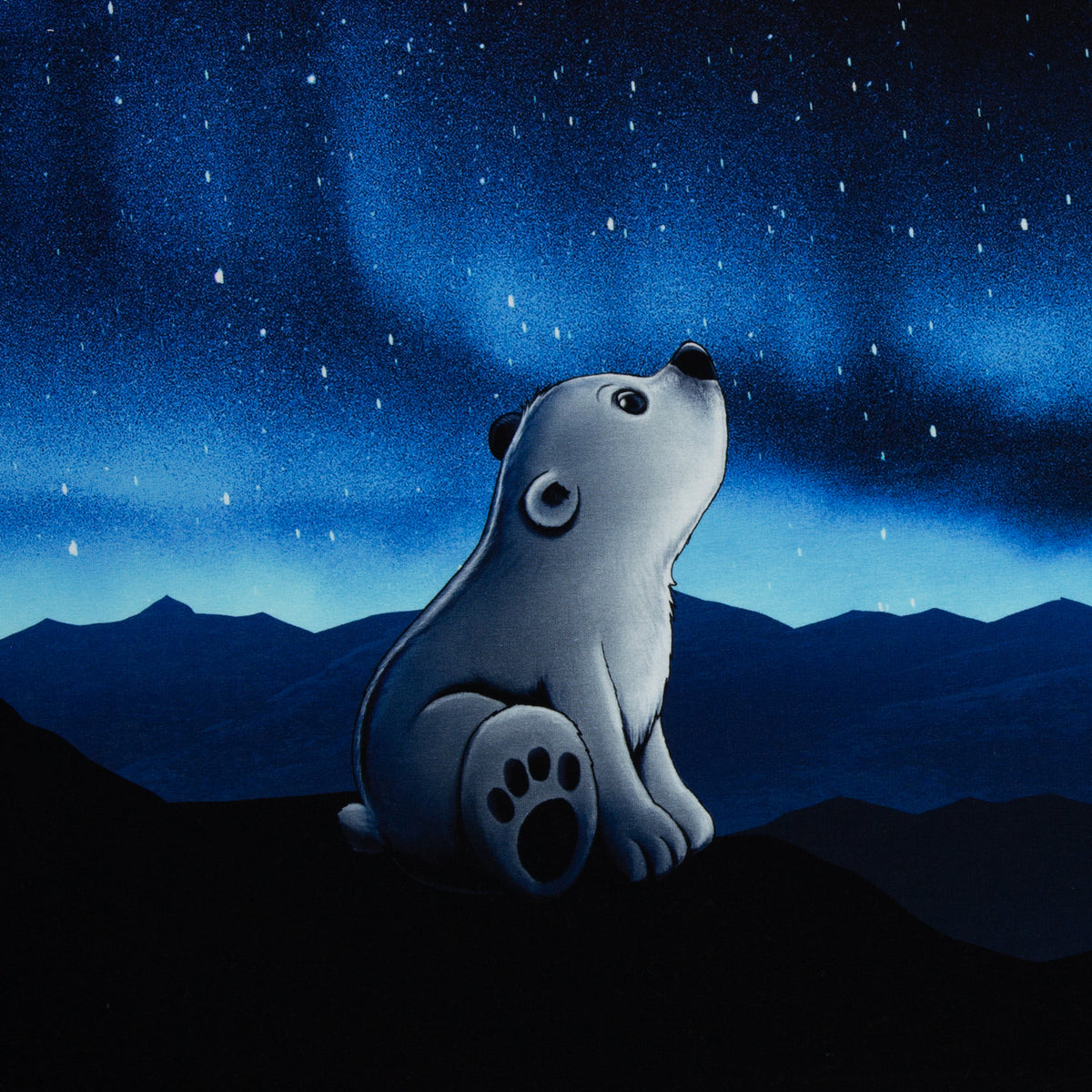 Panel On the Rocks Polarbear by Thorsten Berger schwarz/blau/aqua/offwhite