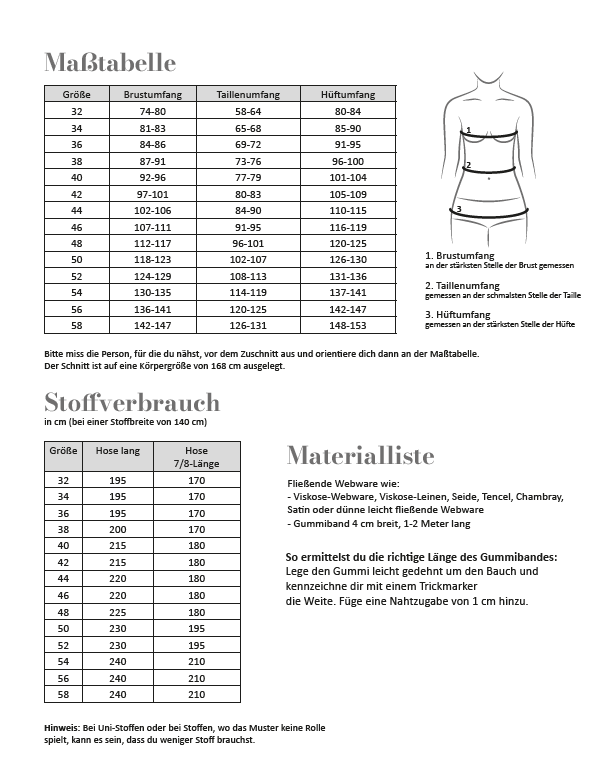 Papierschnittmuster Culotte-Hose Damen von Fadenkäfer