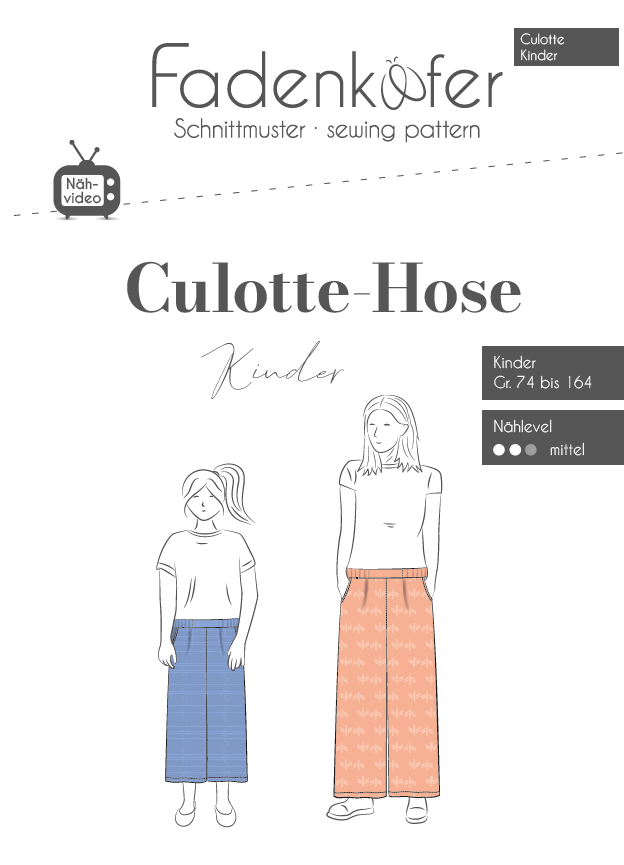 Papierschnittmuster Culotte-Hose Kinder von Fadenkäfer