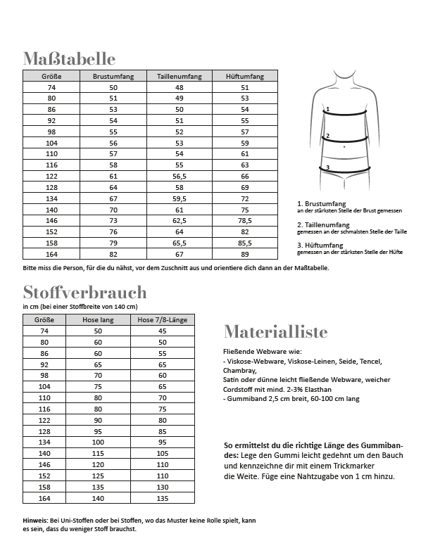 Papierschnittmuster Culotte-Hose Kinder von Fadenkäfer