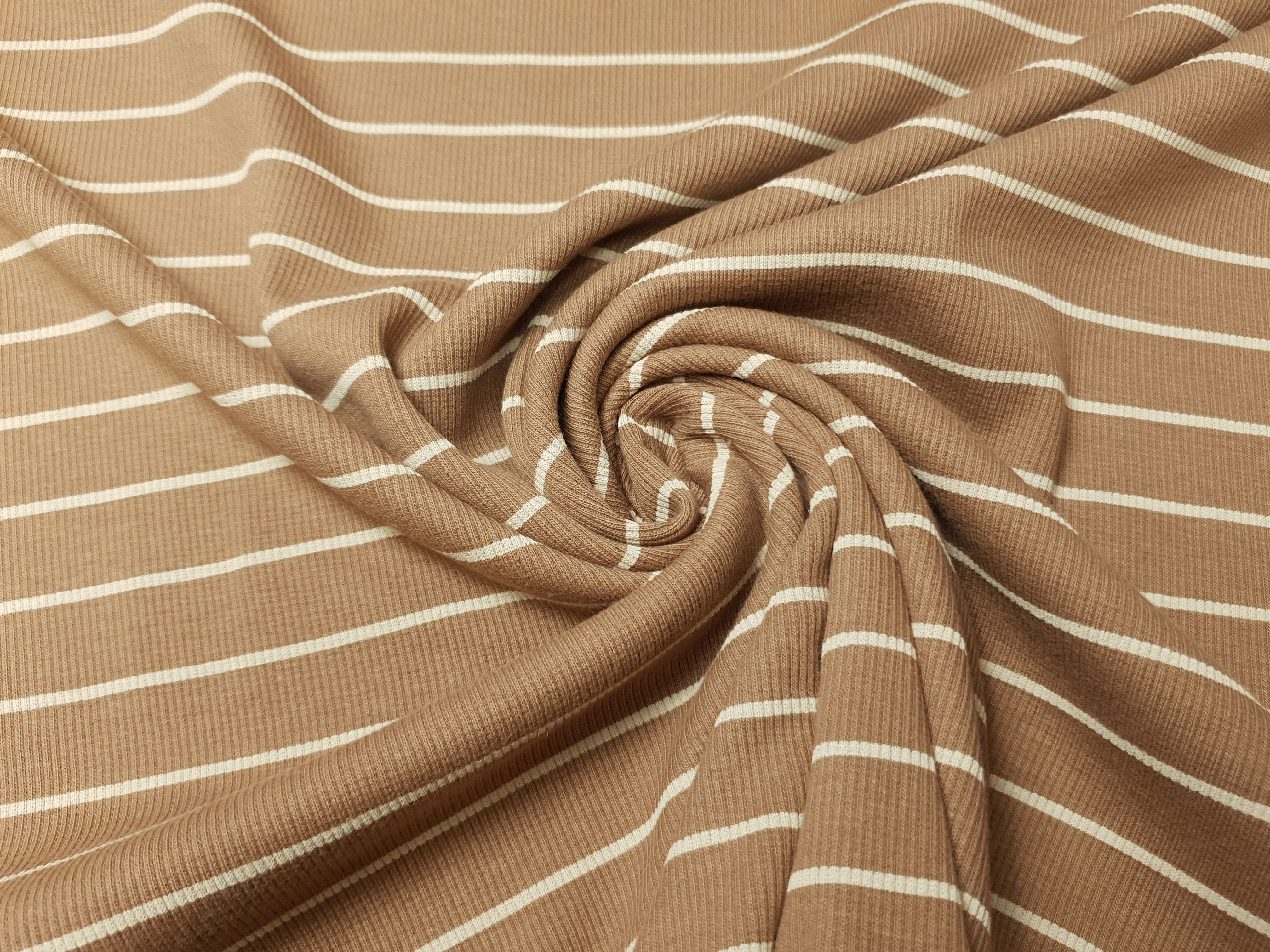 Rippjersey Stripes kupferbraun/beige