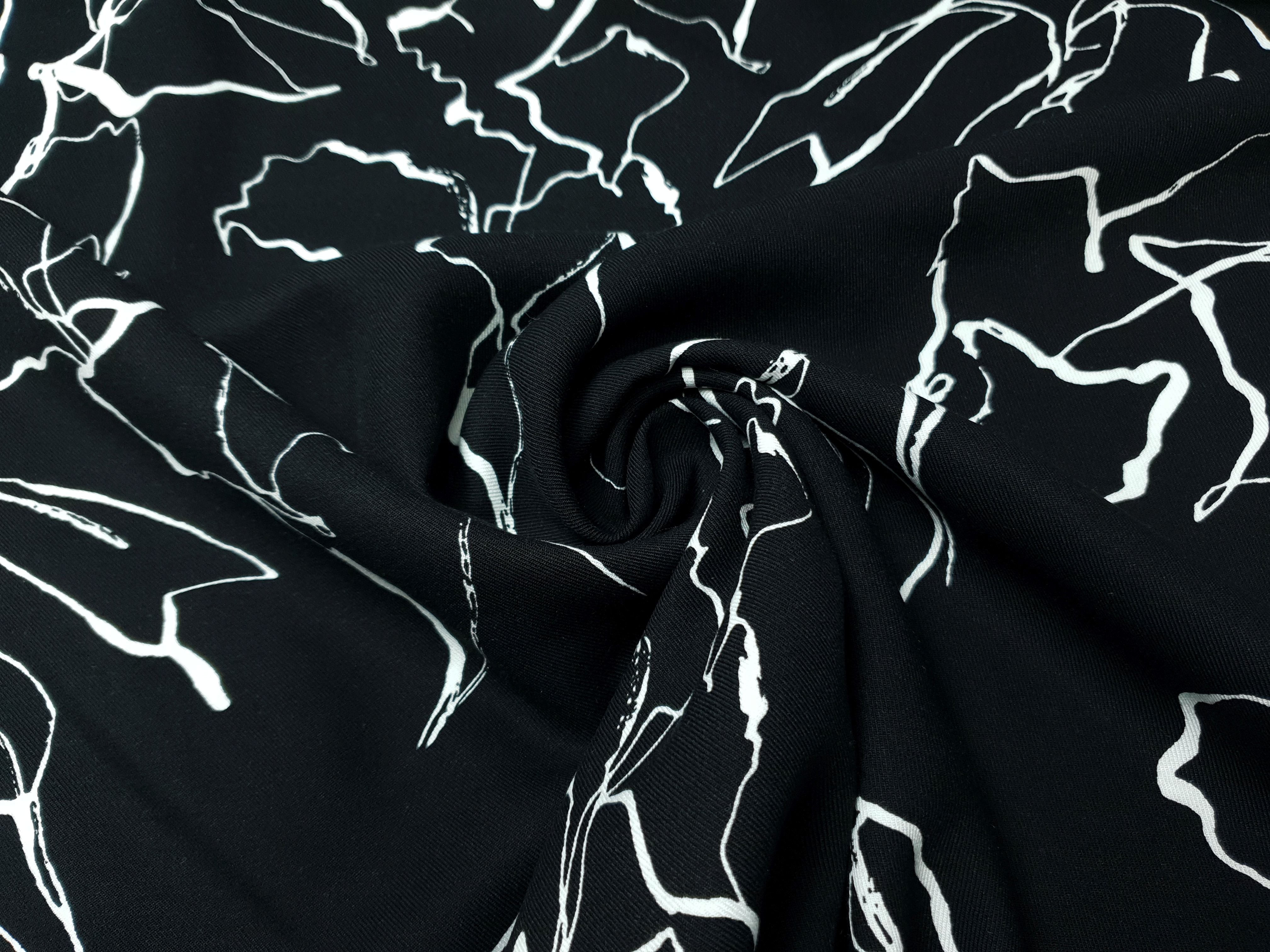 Scribble Flowers schwarz/offwhite