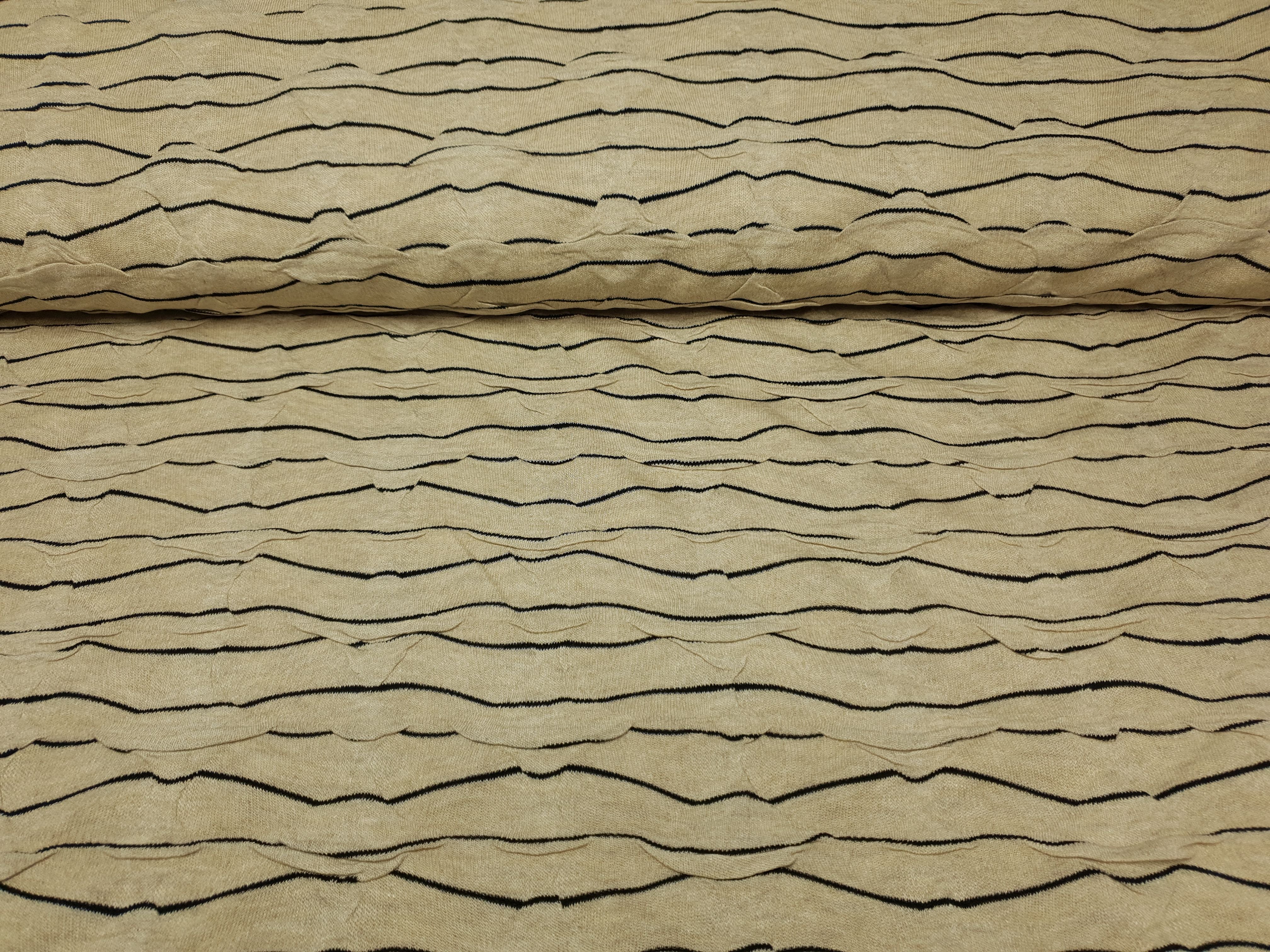 Strick Cloqué Streifen beige/schwarz