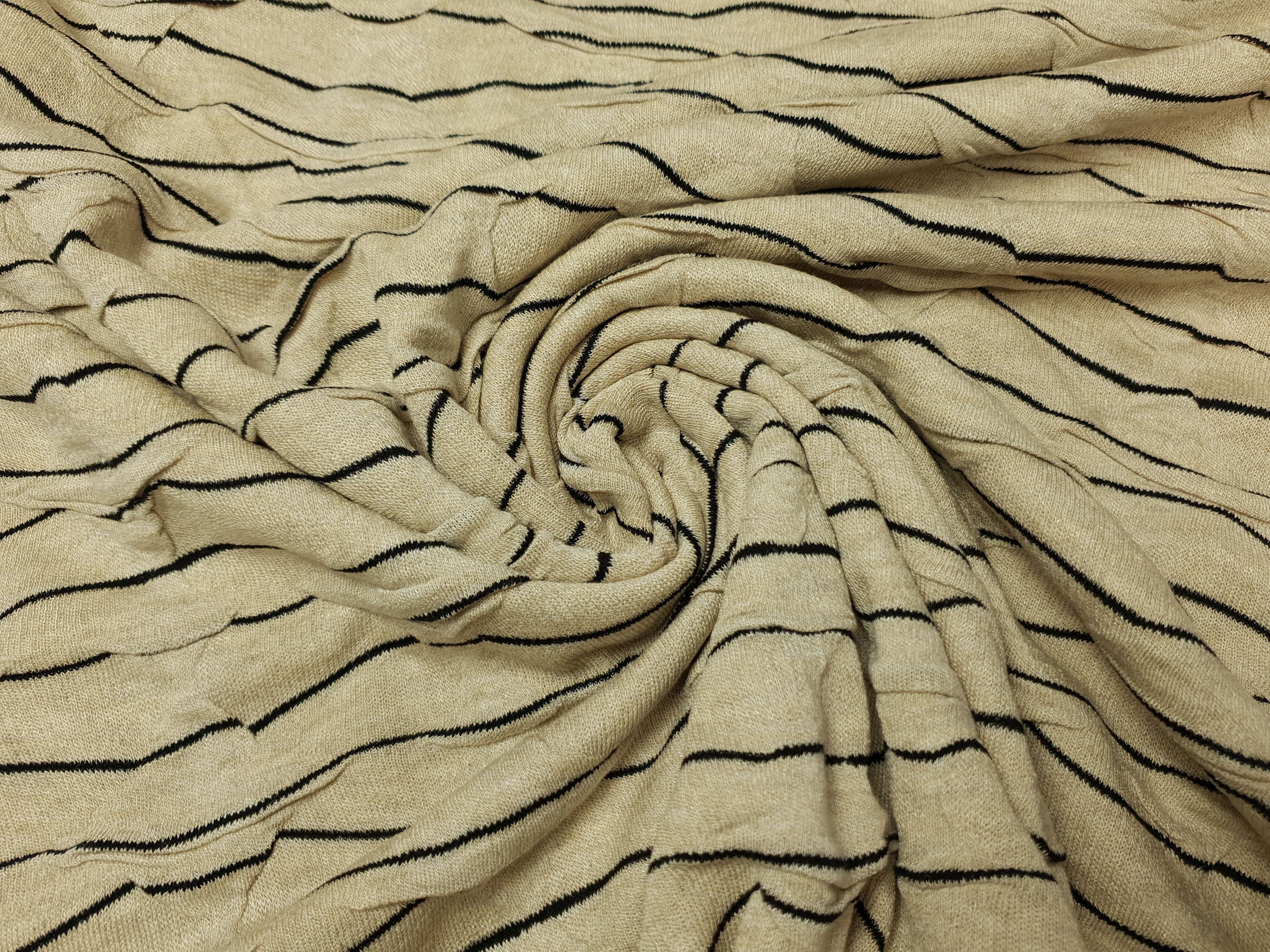 Strick Cloqué Streifen beige/schwarz