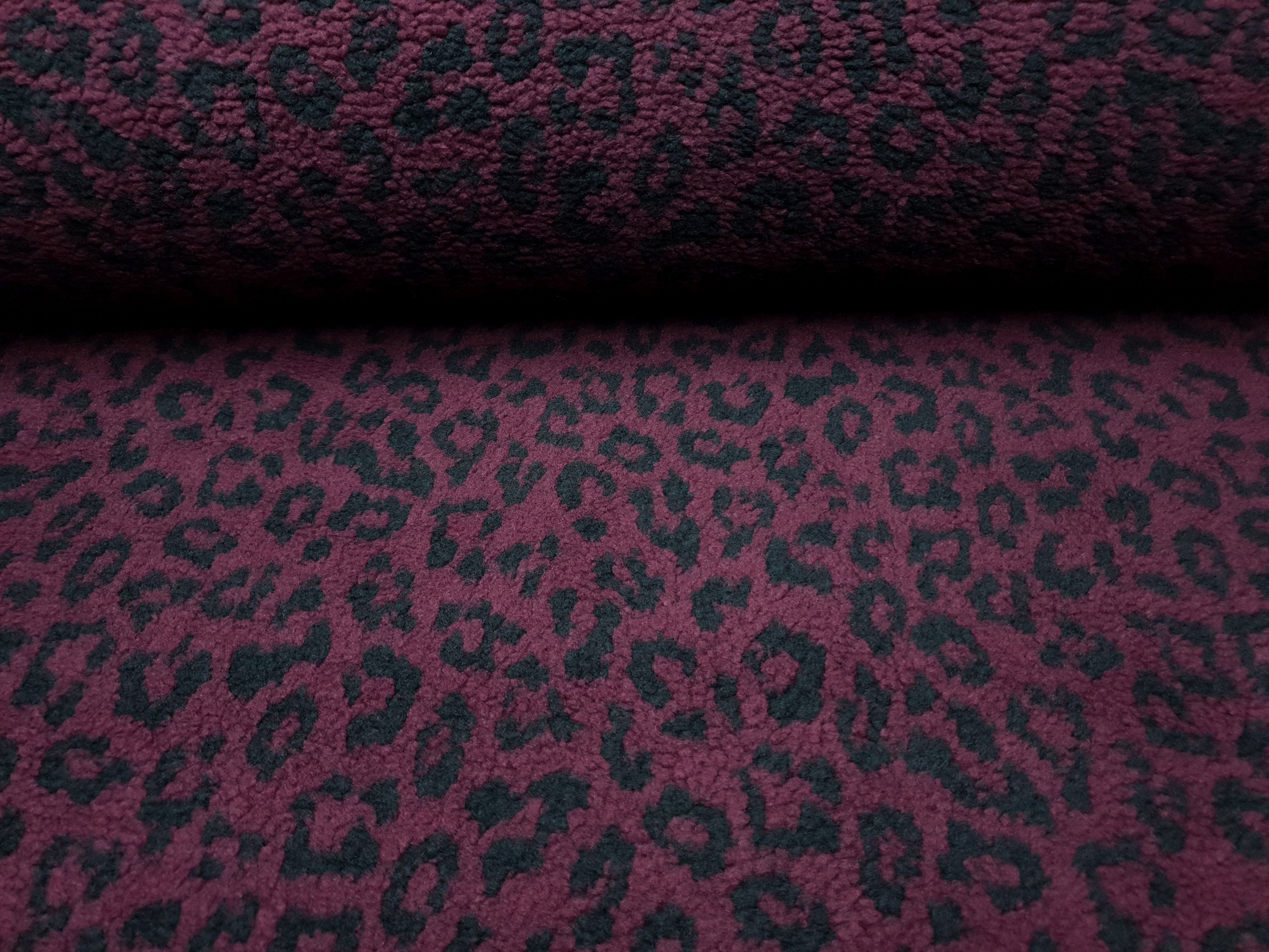 Teddy Leopard bordeaux/schwarz