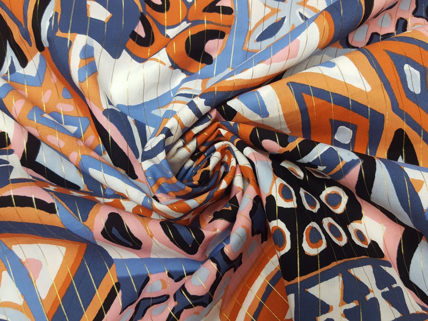 Abstract denim/koralle/gold