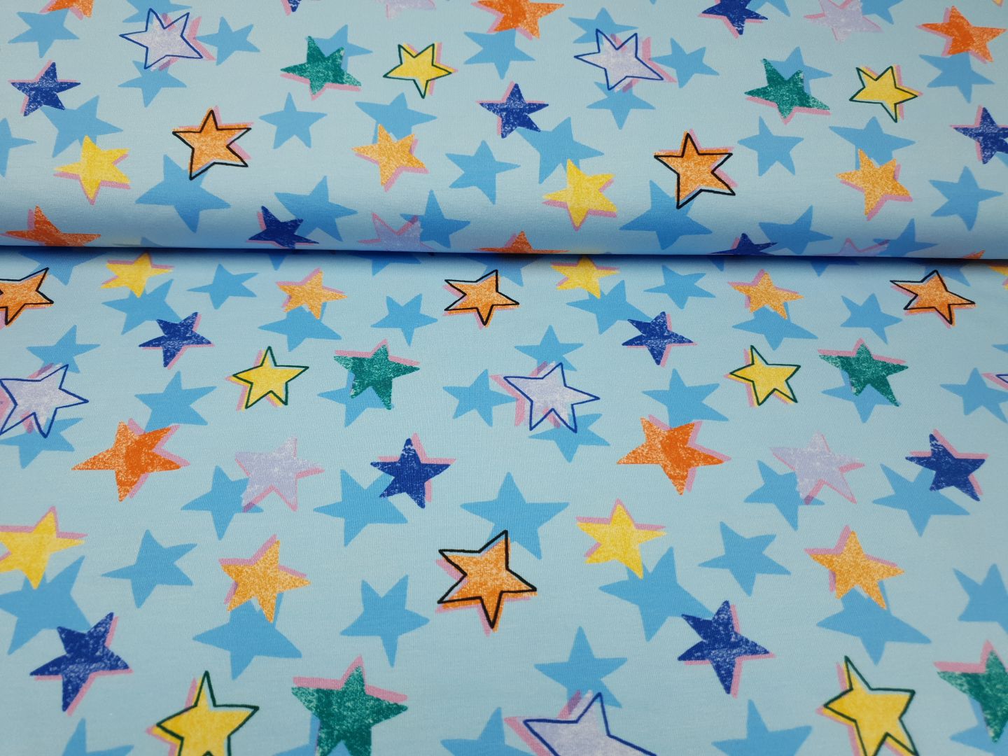 Arty Stars hellblau/grün/orange