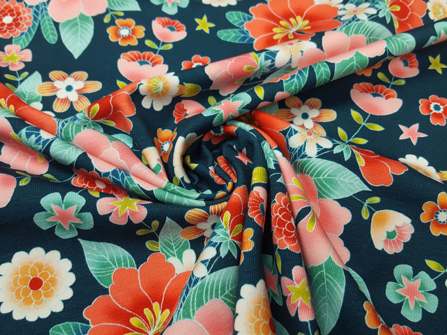 Einzelstück Asiana Flower navy/rosa/rot/grün