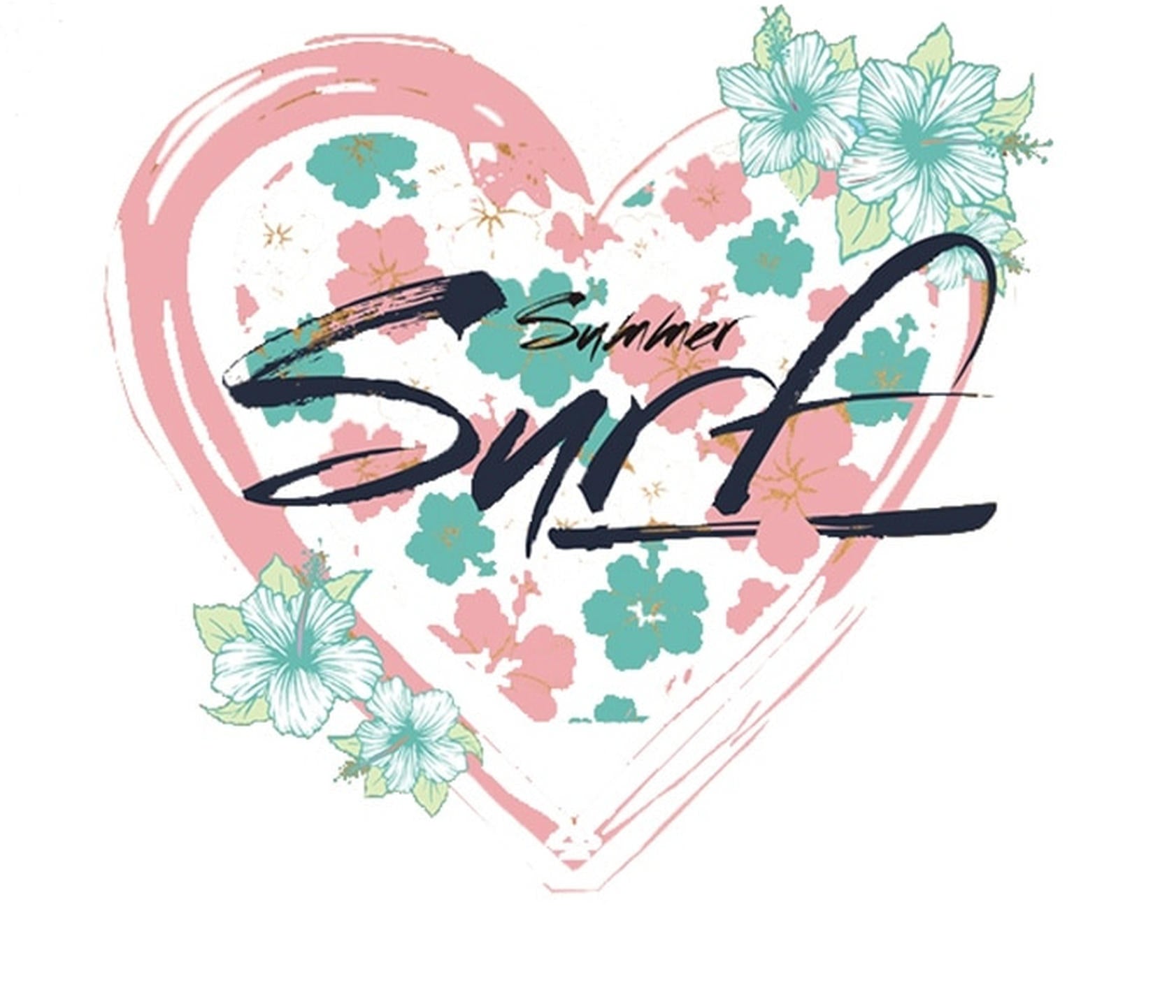 Bügelbild Herz Summer Surf