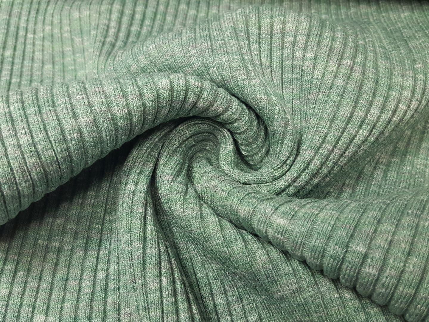 Heavy Ripp Bündchen mint/grau melange