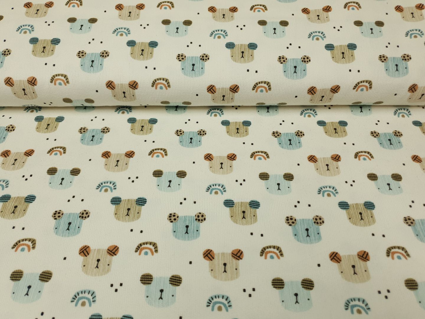 Babycord Rici Bear offwhite/beige/hellblau