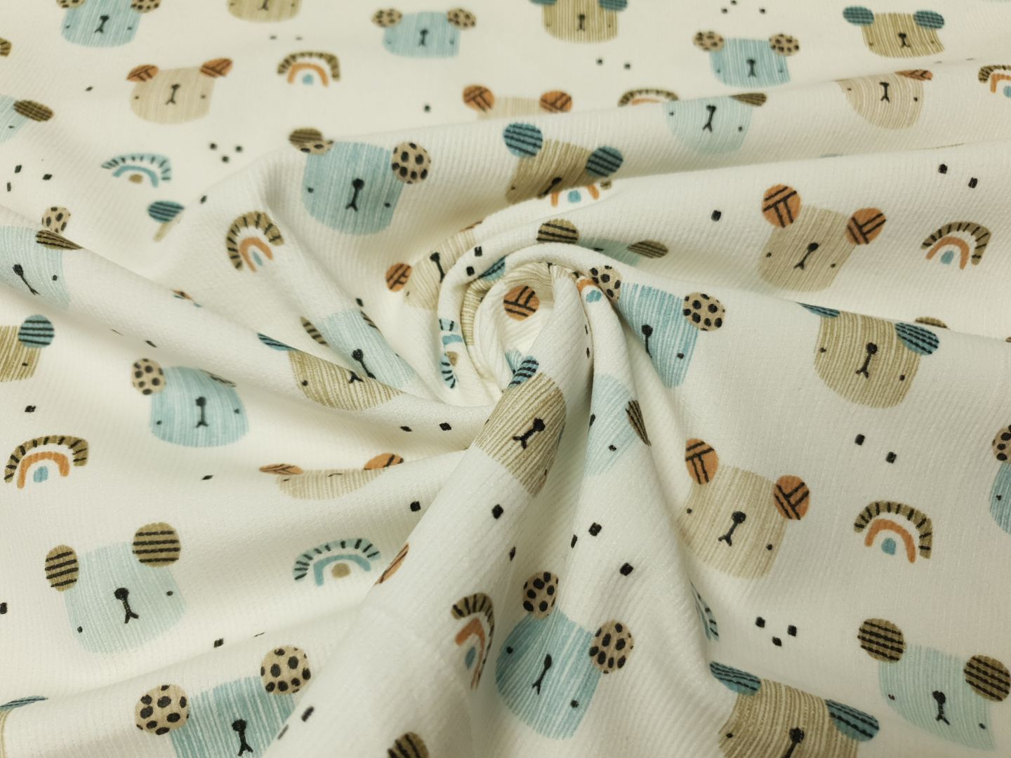 Babycord Rici Bear offwhite/beige/hellblau