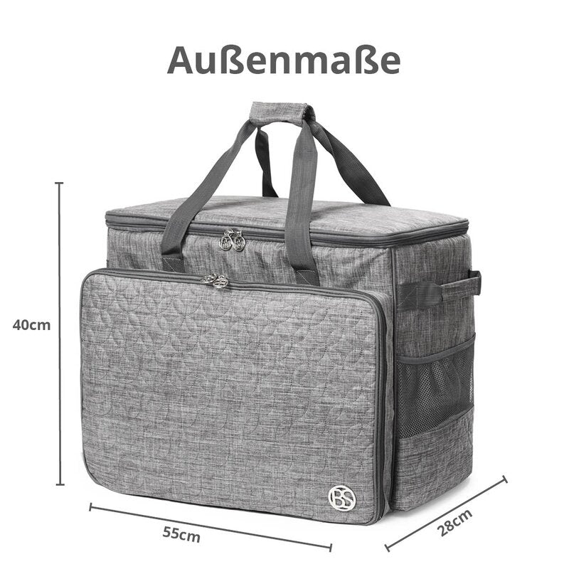 Nähmaschinentasche XL mit Trolley Kreismuster grau