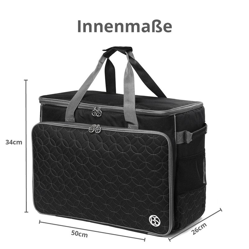 Nähmaschinentasche XL mit Trolley Kreismuster schwarz